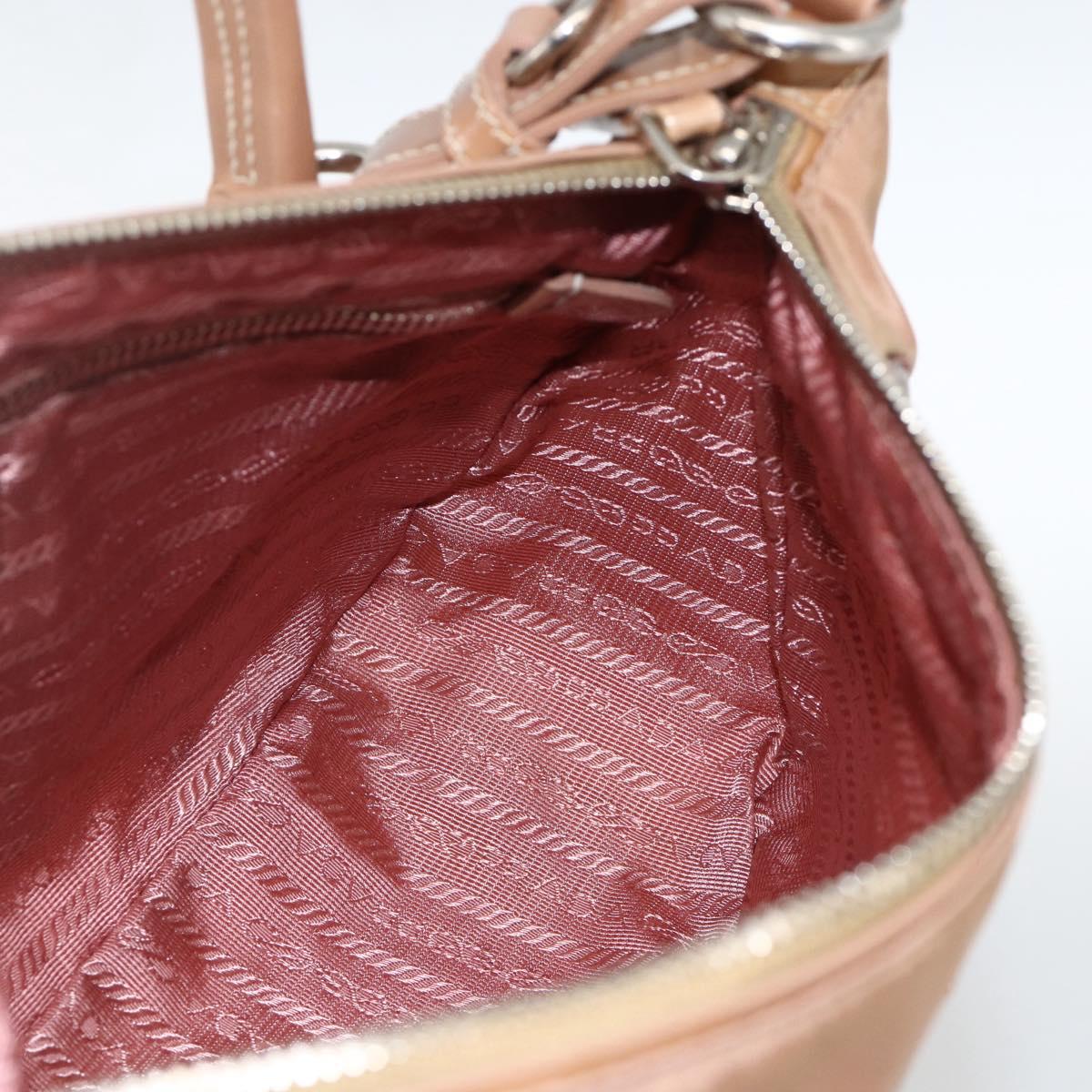 PRADA Shoulder Bag Nylon Beige Silver Auth AMZ446A