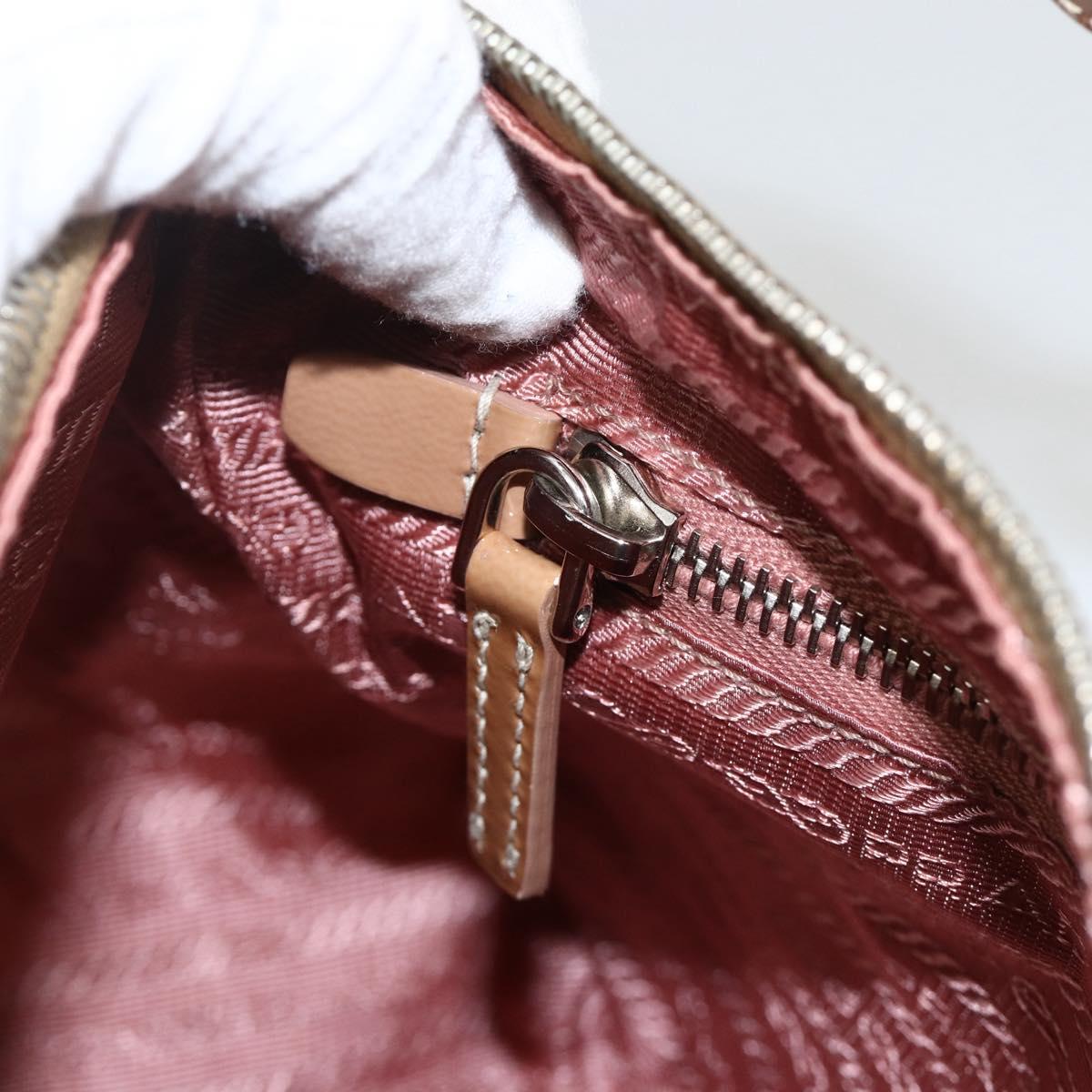 PRADA Shoulder Bag Nylon Beige Silver Auth AMZ446A