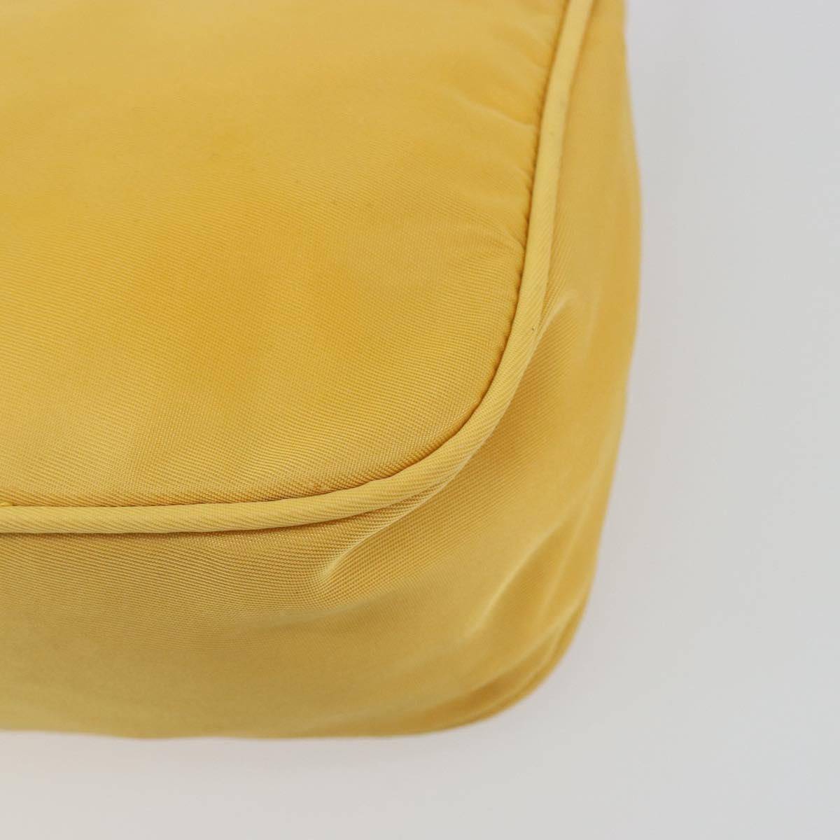 PRADA Hand Pouch Bag Nylon Yellow Silver Auth AMZ450