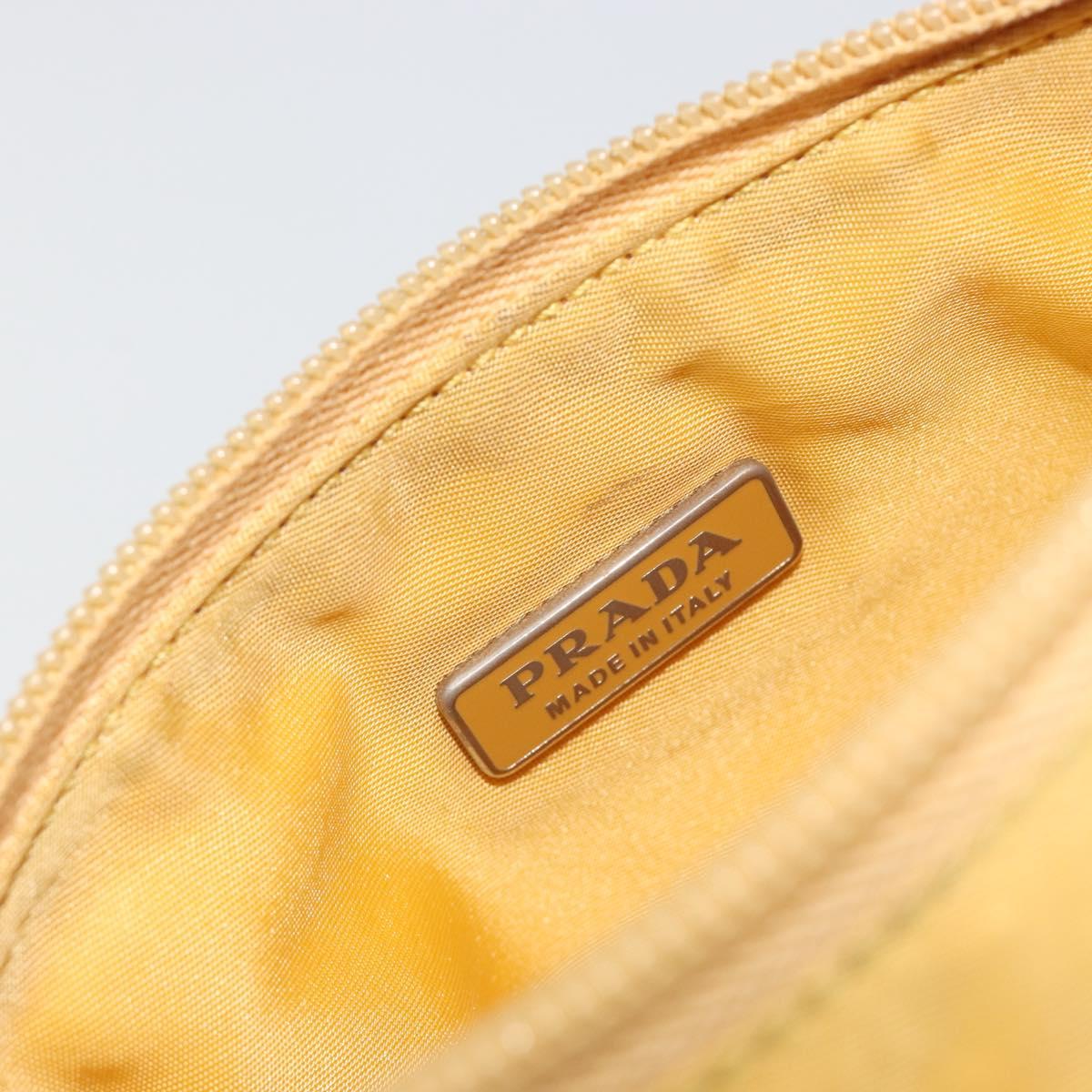 PRADA Hand Pouch Bag Nylon Yellow Silver Auth AMZ450