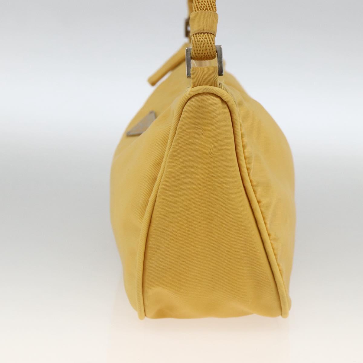 PRADA Hand Pouch Bag Nylon Yellow Silver Auth AMZ450
