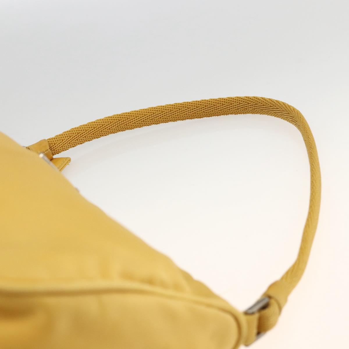 PRADA Hand Pouch Bag Nylon Yellow Silver Auth AMZ450