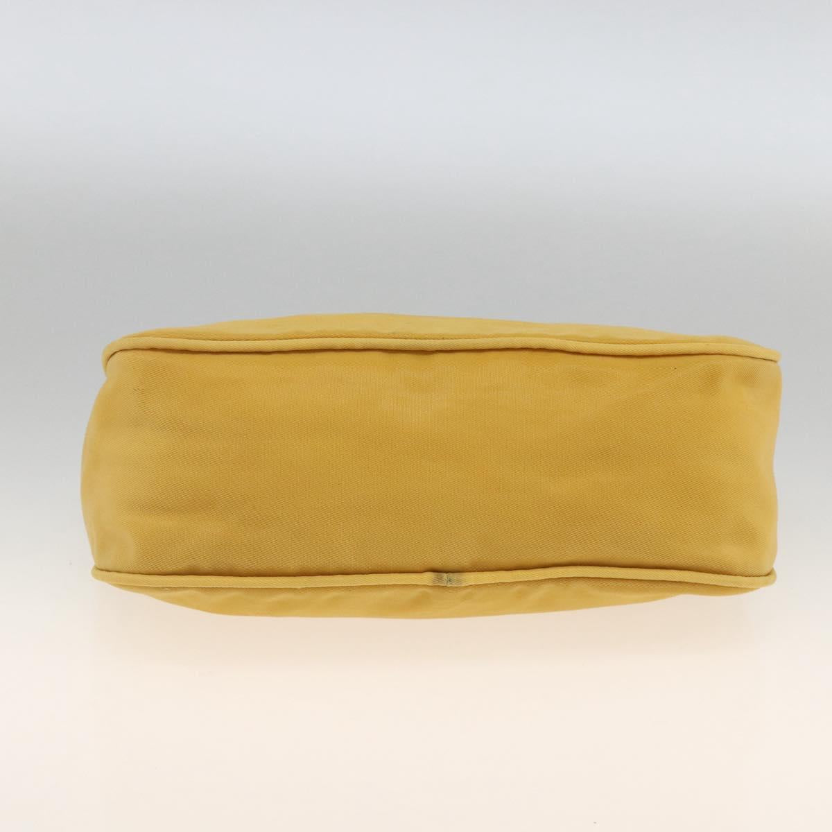 PRADA Hand Pouch Bag Nylon Yellow Silver Auth AMZ450
