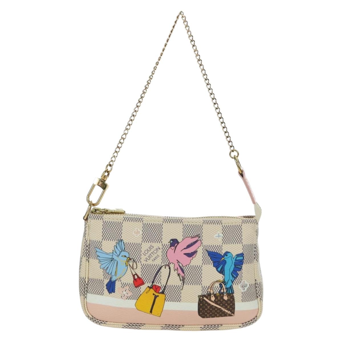 LOUIS VUITTON Damier Azur Mini Pochette Accessoires Pouch N64451 LV Auth AMZ456M