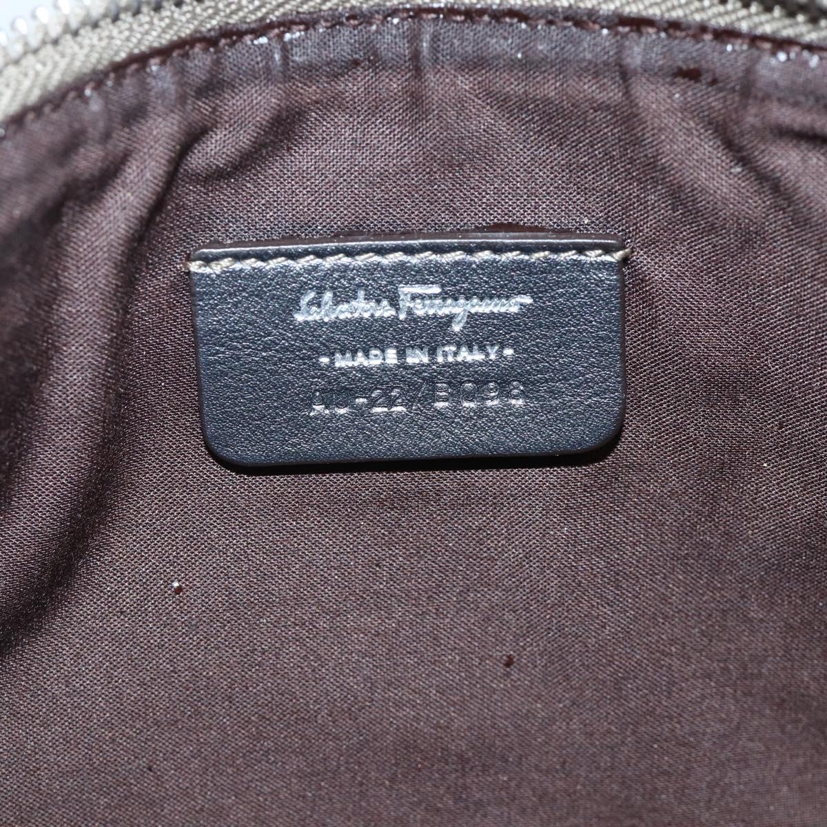 Salvatore Ferragamo Gancini Shoulder Bag Leather Gold Auth AMZ465A