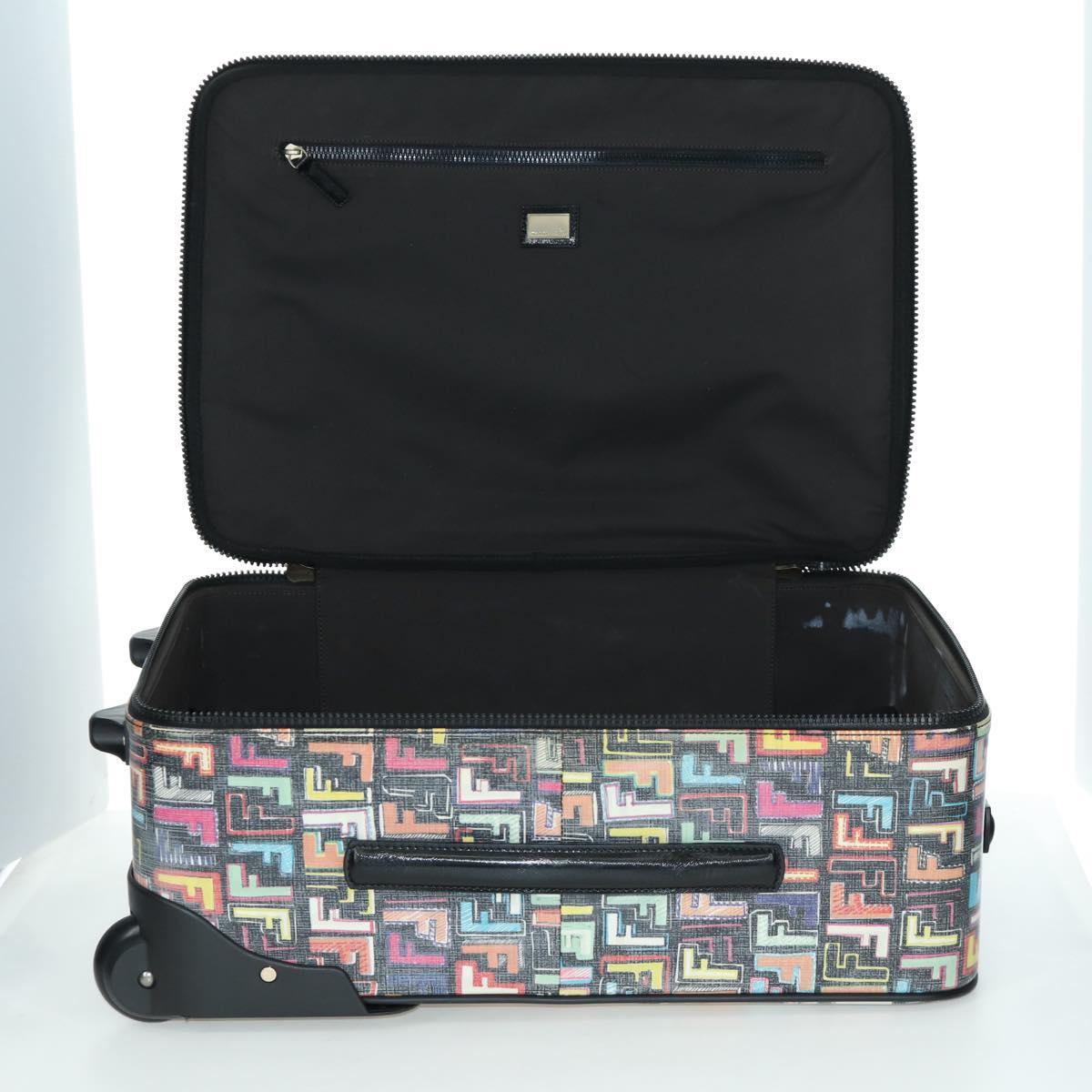 FENDI Carry Case Zucca Canvas Trunk Multicolor Gold Auth AMZ467M