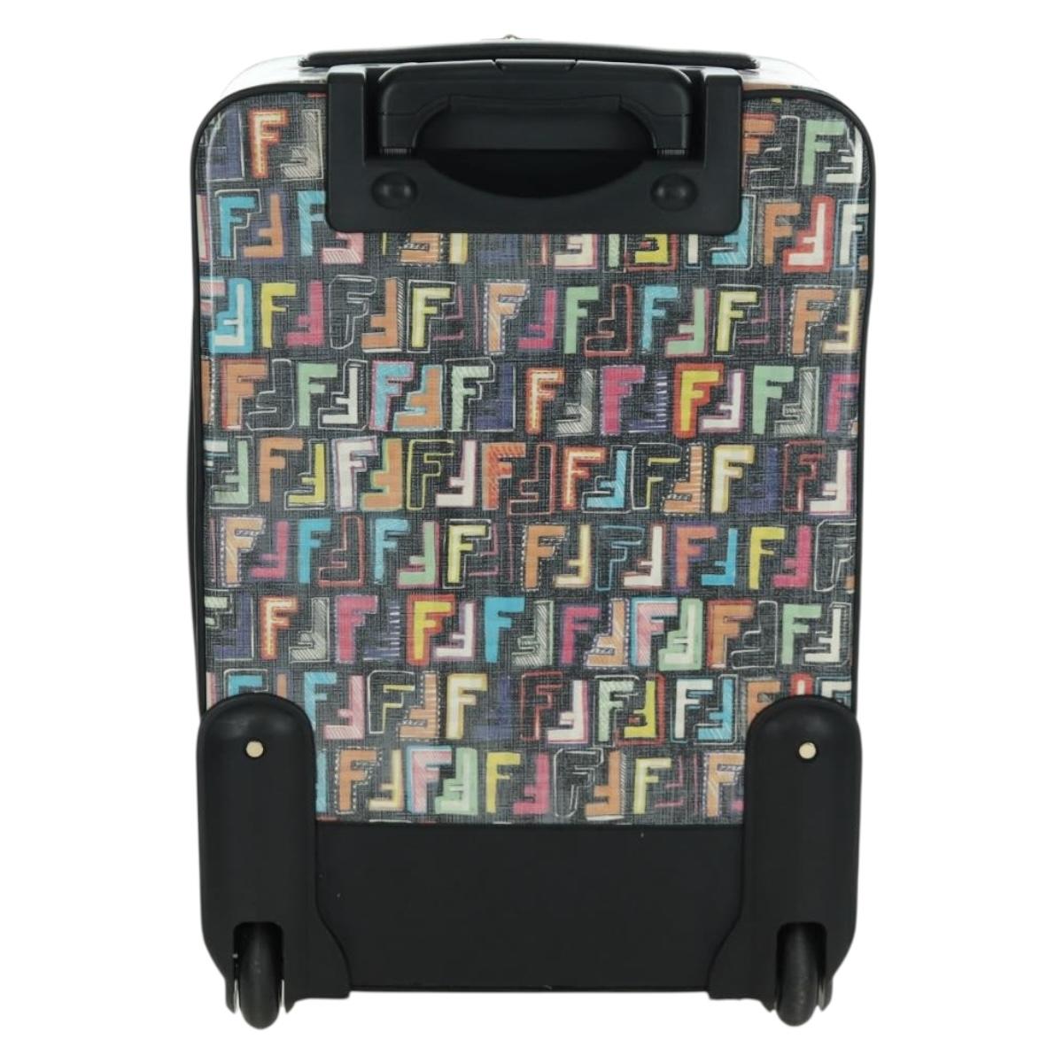 FENDI Carry Case Zucca Canvas Trunk Multicolor Gold Auth AMZ467M