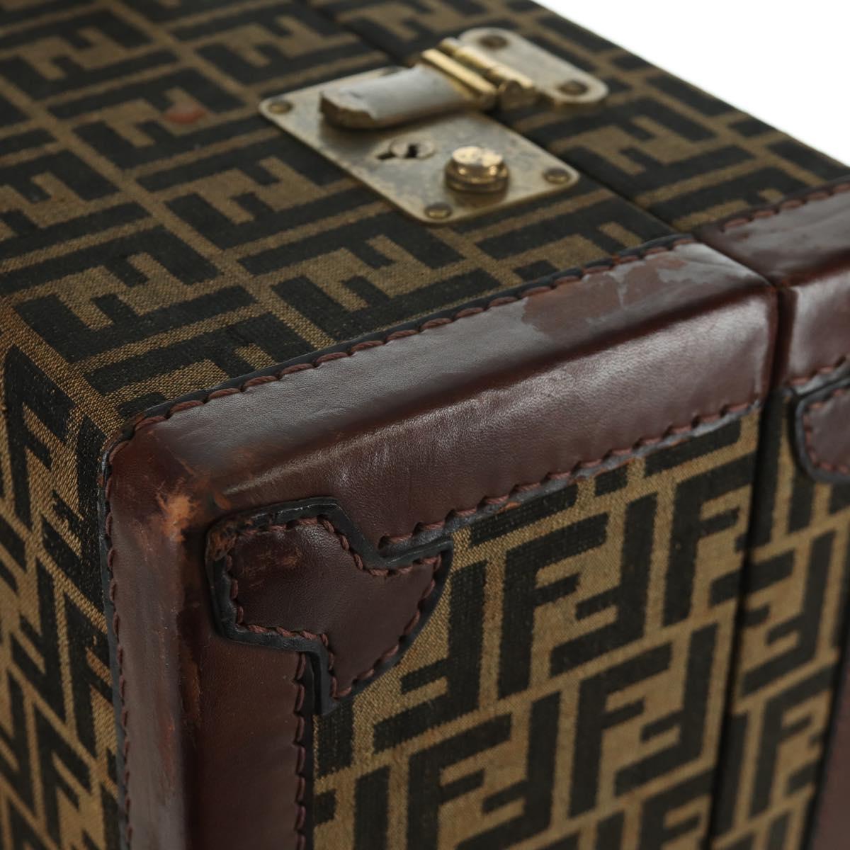 FENDI Zucca Canvas Trunk Black Brown Auth AMZ468V