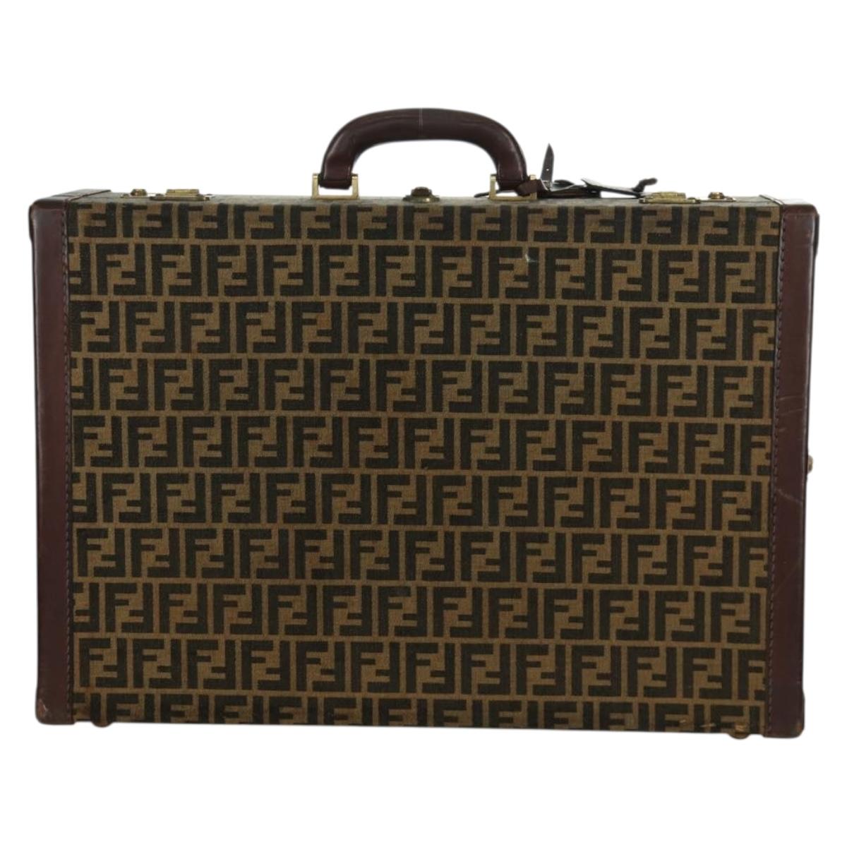 FENDI Zucca Canvas Trunk Black Brown Auth AMZ468V