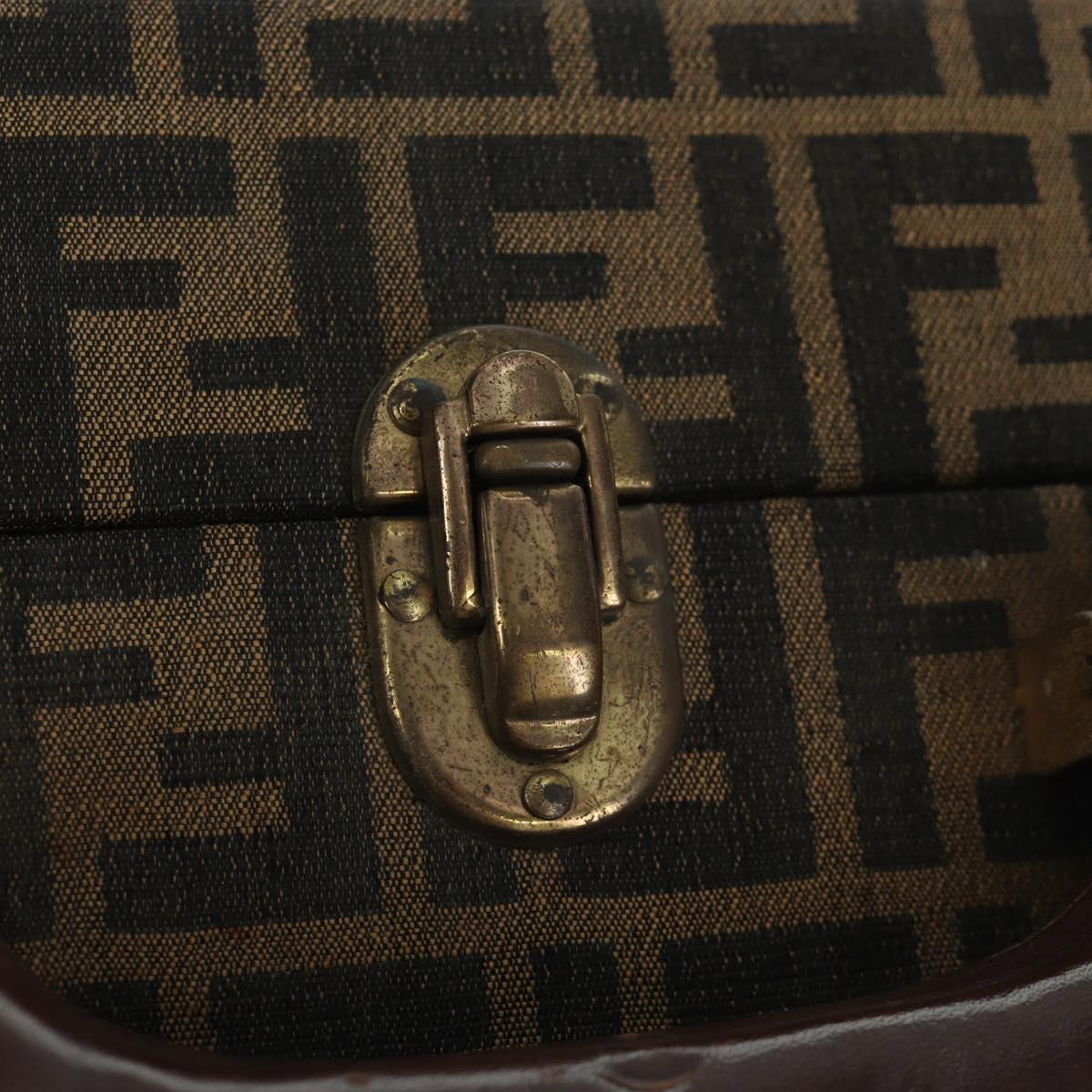 FENDI Zucca Canvas Trunk Black Brown Auth AMZ468V