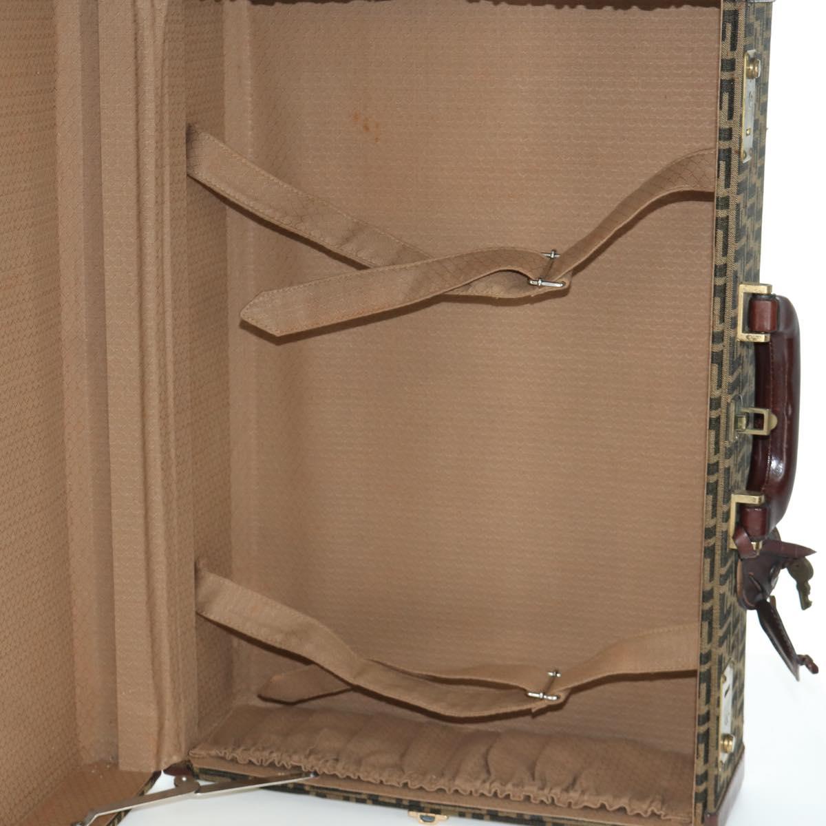 FENDI Zucca Canvas Trunk Black Brown Auth AMZ468V