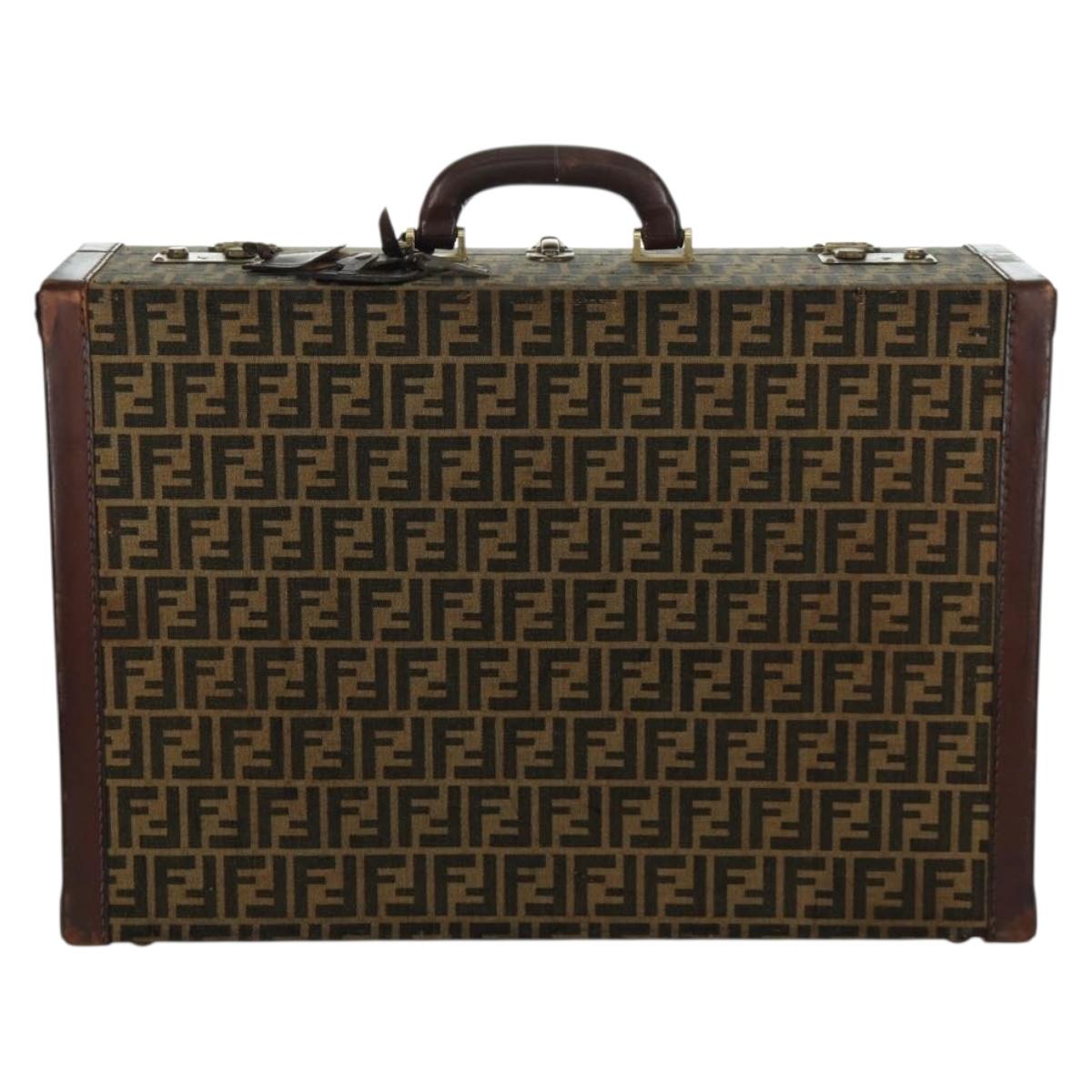 FENDI Zucca Canvas Trunk Black Brown Auth AMZ468V
