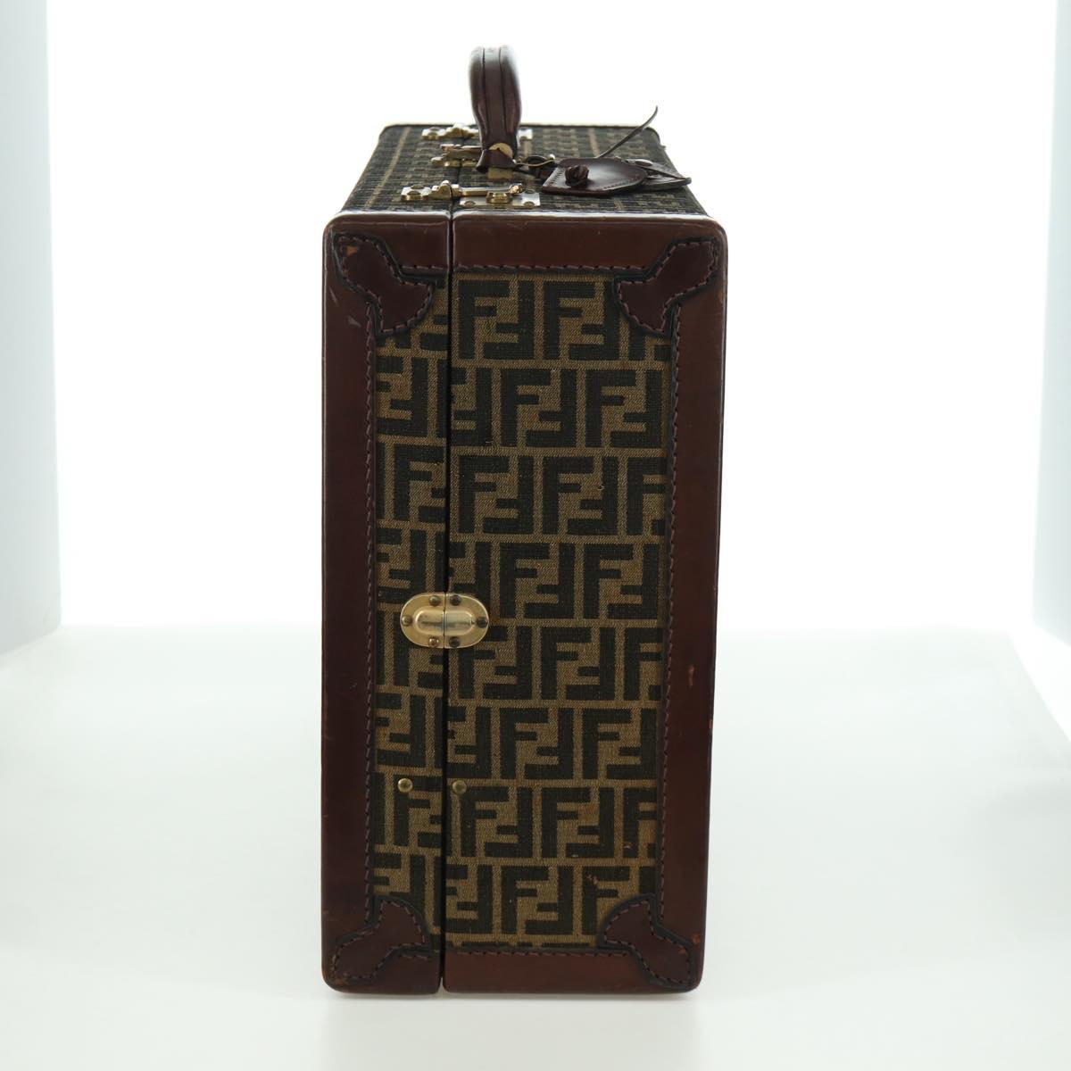 FENDI Zucca Canvas Trunk Black Brown Auth AMZ468V