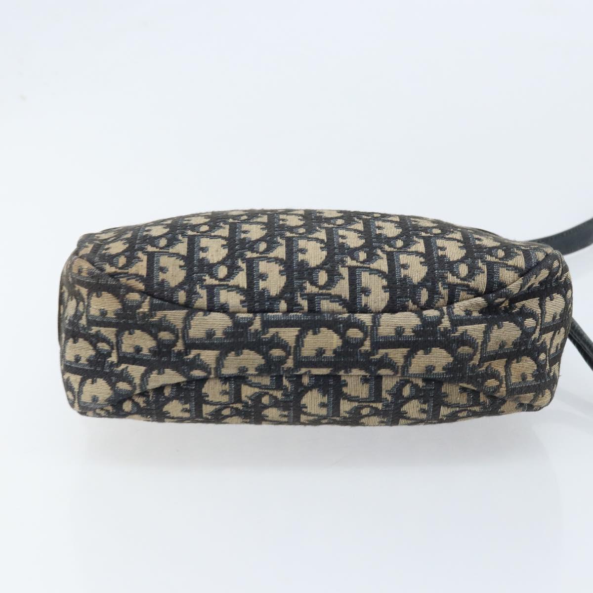 Christian Dior Trotter Canvas Shoulder Bag Navy Gold Auth AMZ494A