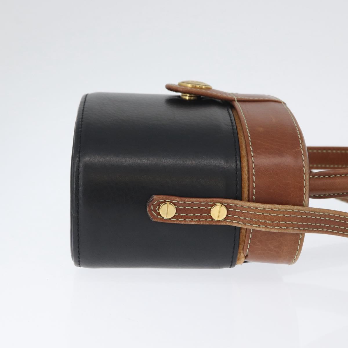LOEWE Vanity Hand Bag Leather Black Gold Auth AMZ508