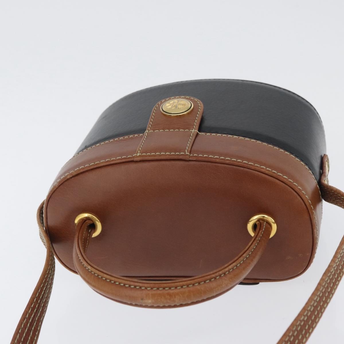LOEWE Vanity Hand Bag Leather Black Gold Auth AMZ508