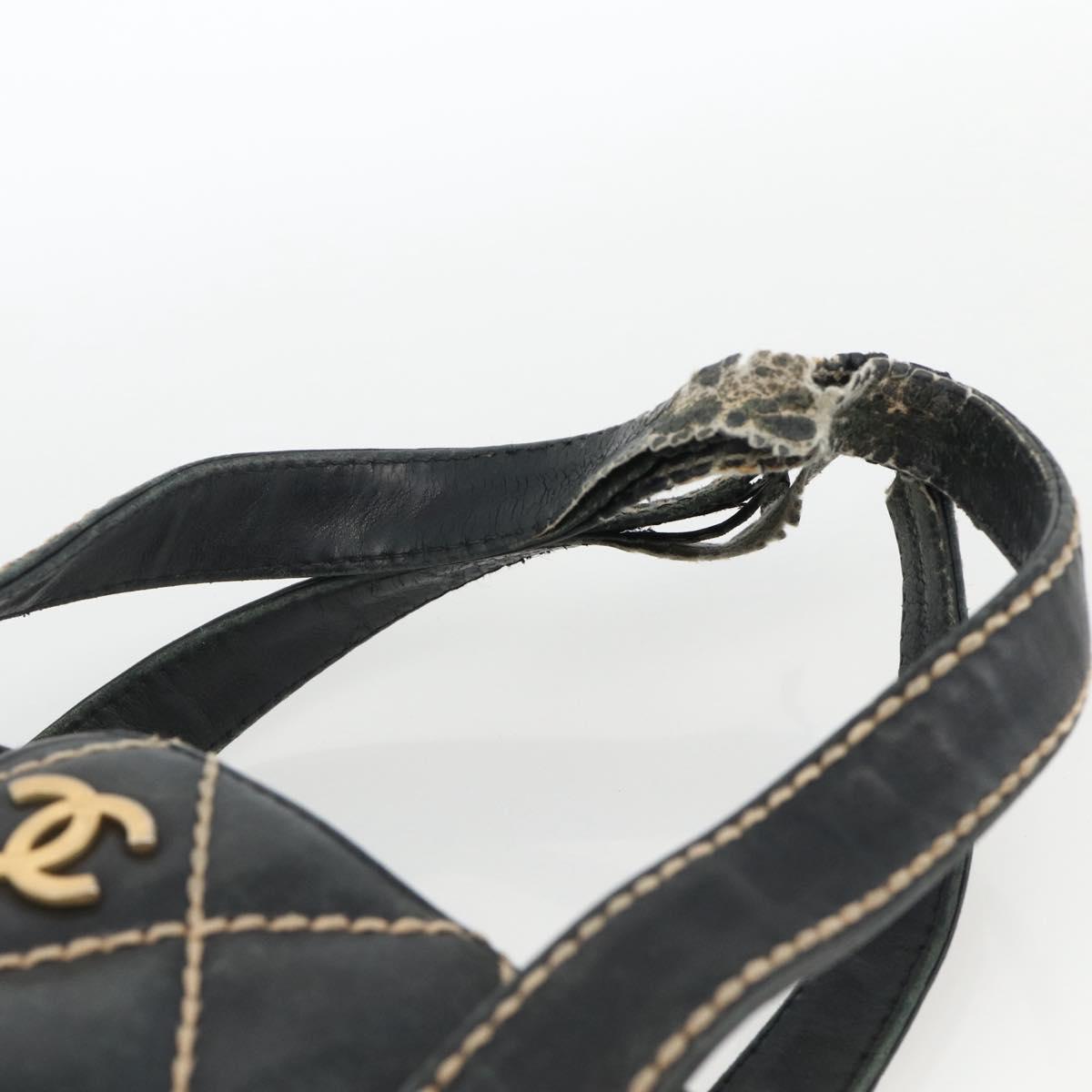 CHANEL Matelasse Wild stitch Tote Bag Leather Black Gold CC Auth AMZ509