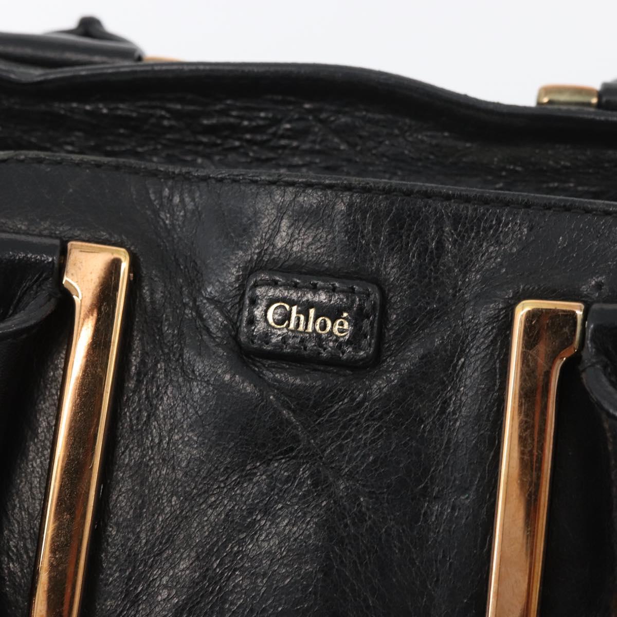 Chloe Etel Hand Bag Leather 2way Black Gold Auth AMZ510A