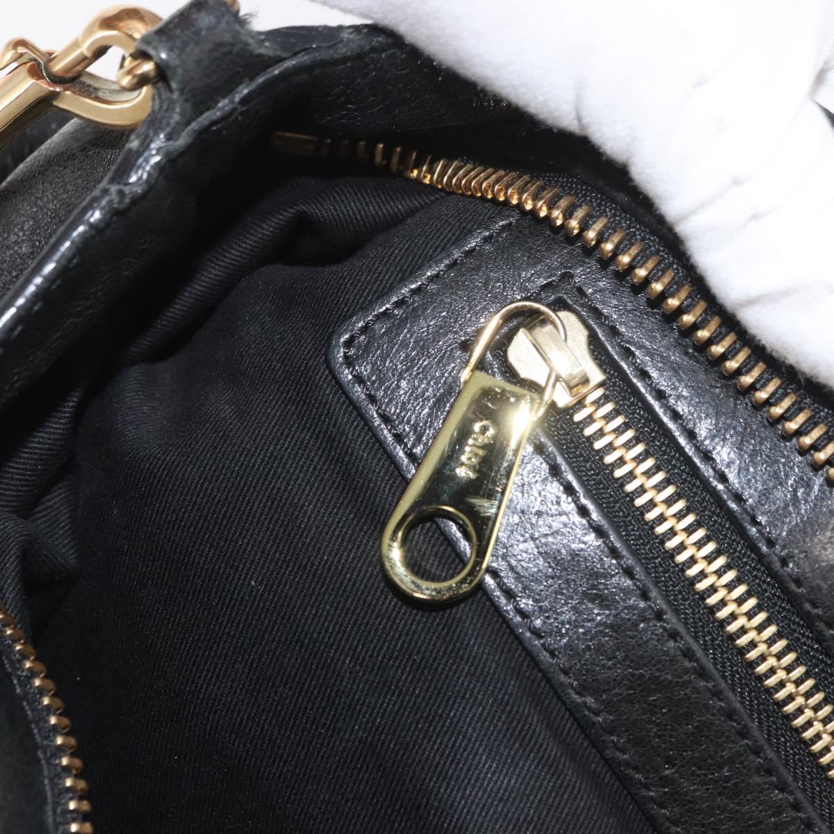 Chloe Etel Hand Bag Leather 2way Black Gold Auth AMZ510A