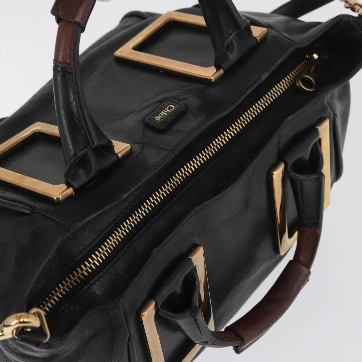 Chloe Etel Hand Bag Leather 2way Black Gold Auth AMZ510A