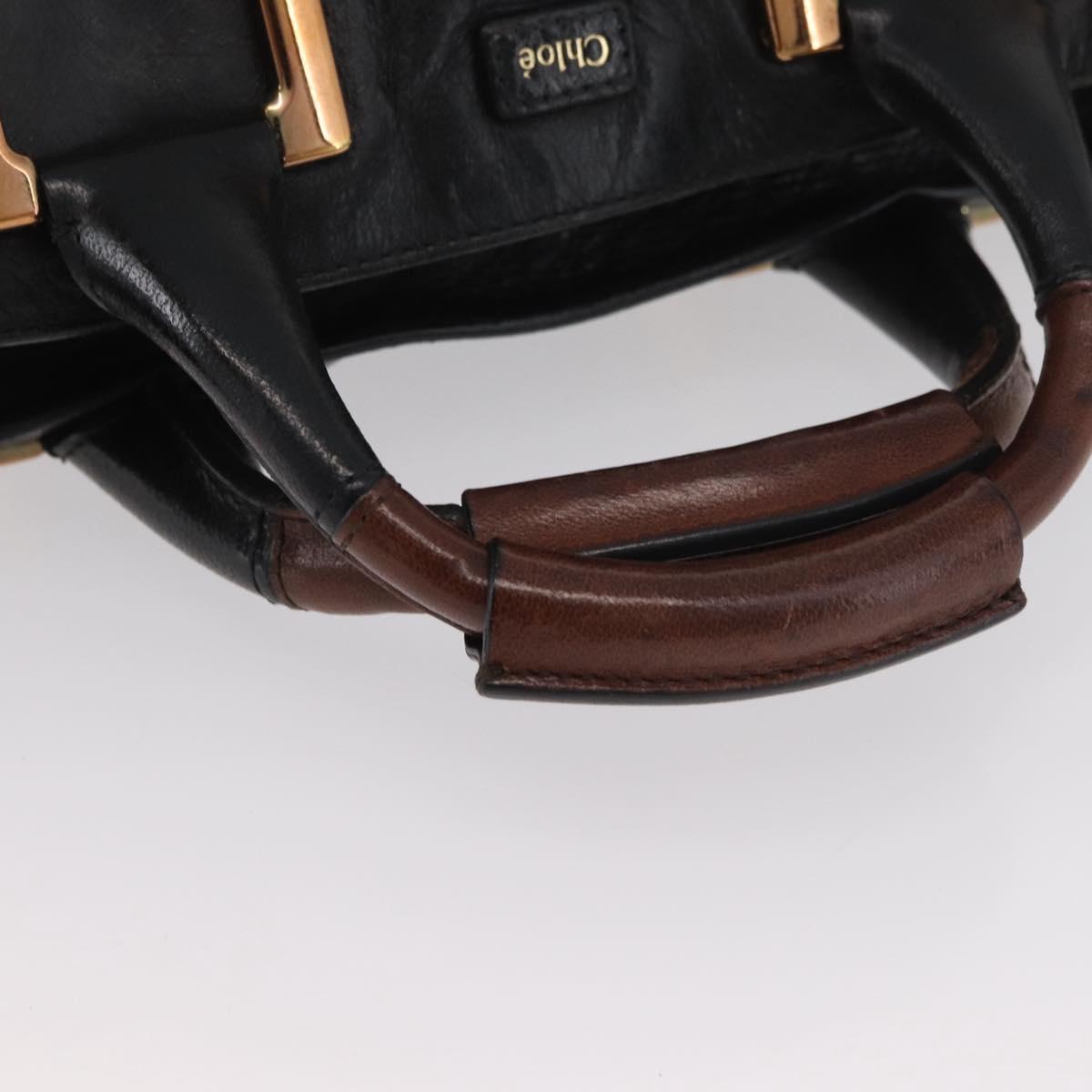 Chloe Etel Hand Bag Leather 2way Black Gold Auth AMZ510A