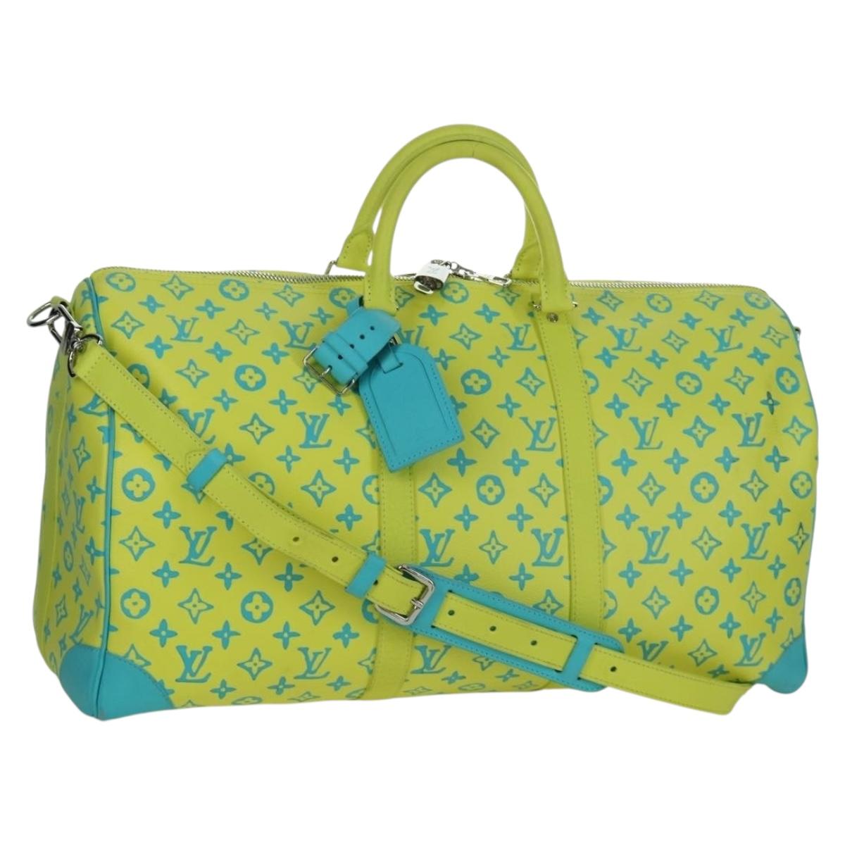 LOUIS VUITTON Playground Keepall Bandouliere 50 Bag Yellow M21869 Auth AMZ519SM