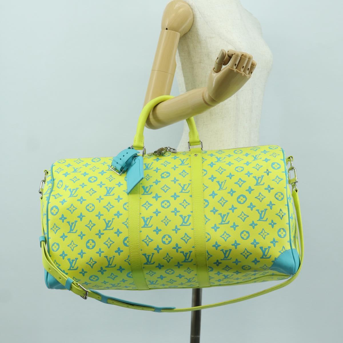 LOUIS VUITTON Playground Keepall Bandouliere 50 Bag Yellow M21869 Auth AMZ519SM