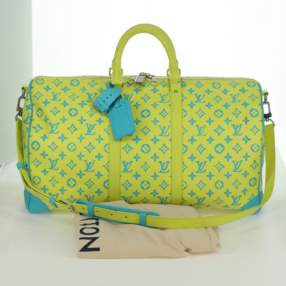LOUIS VUITTON Playground Keepall Bandouliere 50 Bag Yellow M21869 Auth AMZ519SM