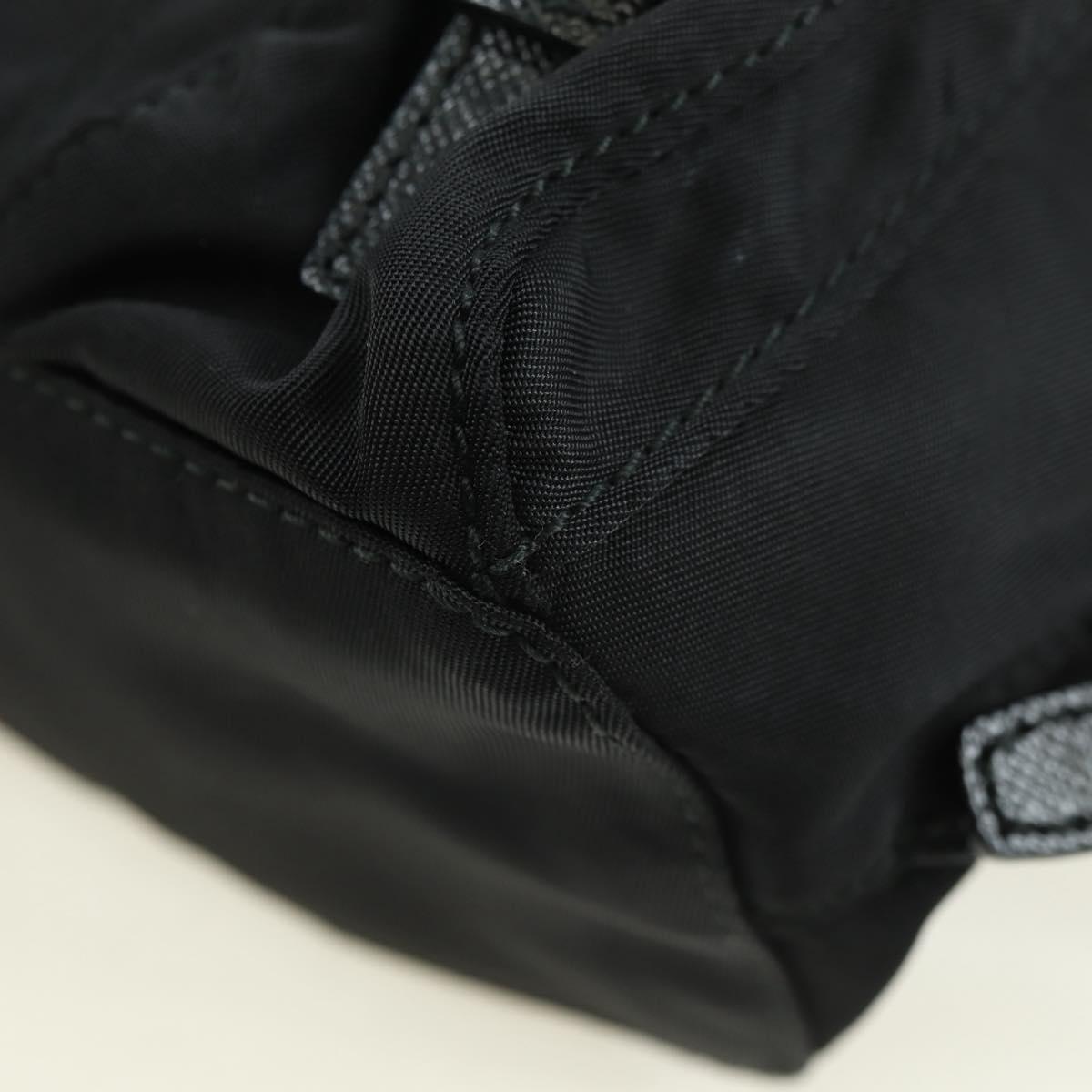 PRADA Chain Shoulder Bag Nylon Black Silver Auth AMZ520M