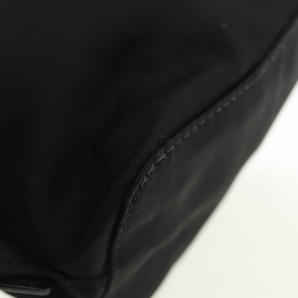 PRADA Chain Shoulder Bag Nylon Black Silver Auth AMZ520M