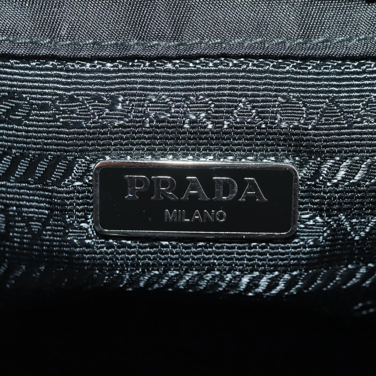 PRADA Chain Shoulder Bag Nylon Black Silver Auth AMZ520M