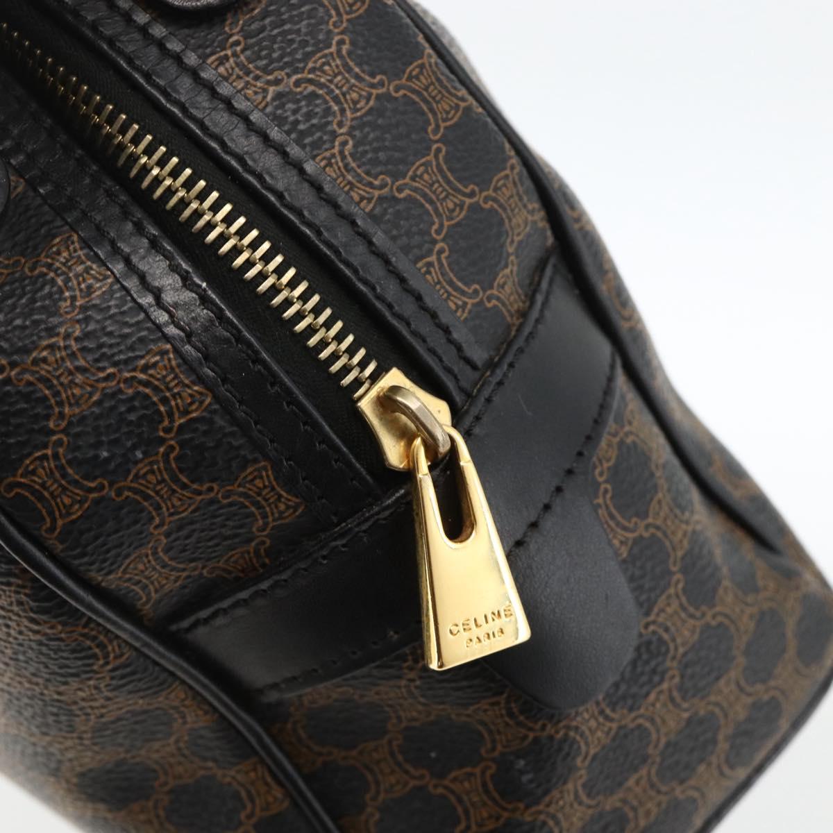 CELINE Macadam Canvas Hand Bag PVC Leather Black Gold Auth AMZ525A