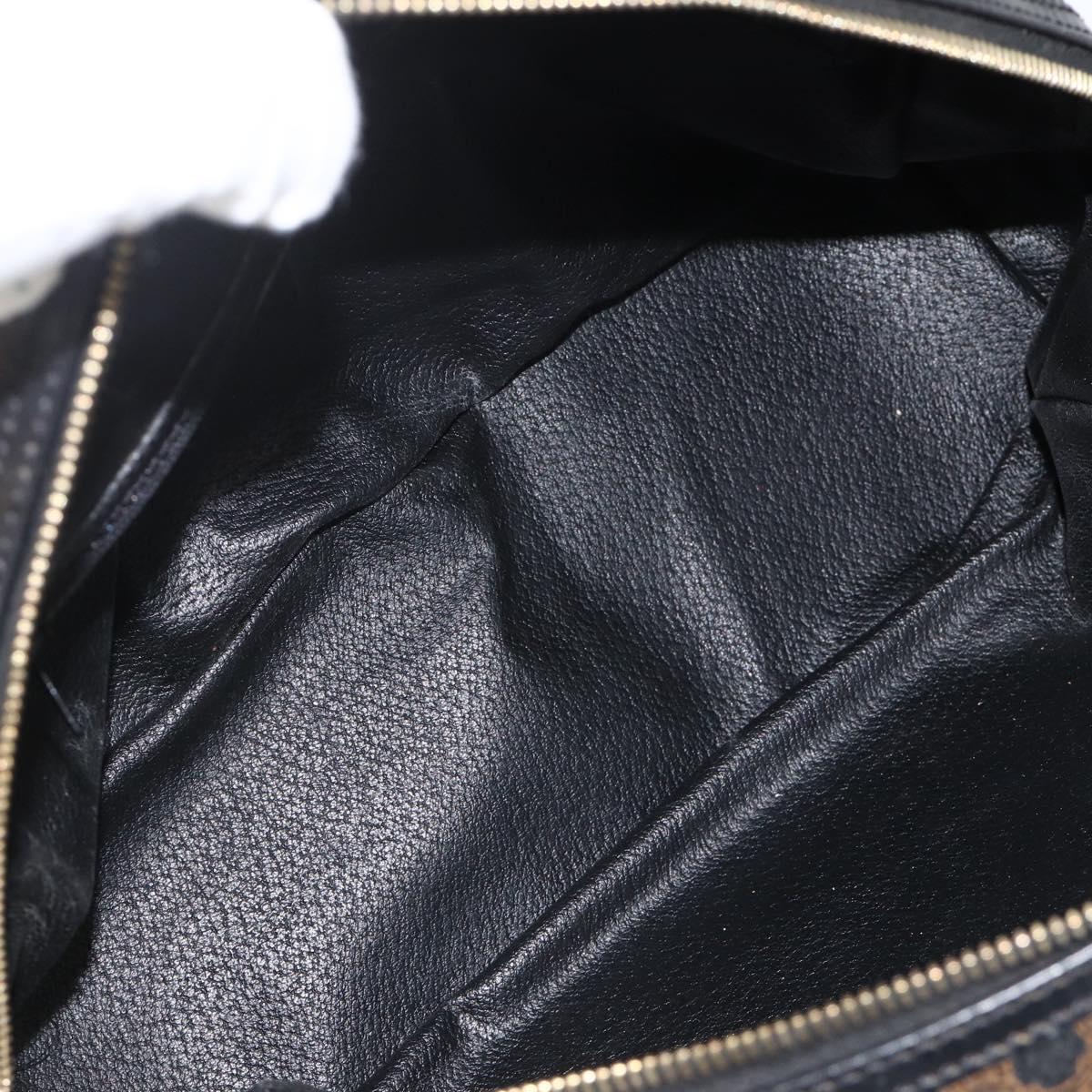 CELINE Macadam Canvas Hand Bag PVC Leather Black Gold Auth AMZ525A