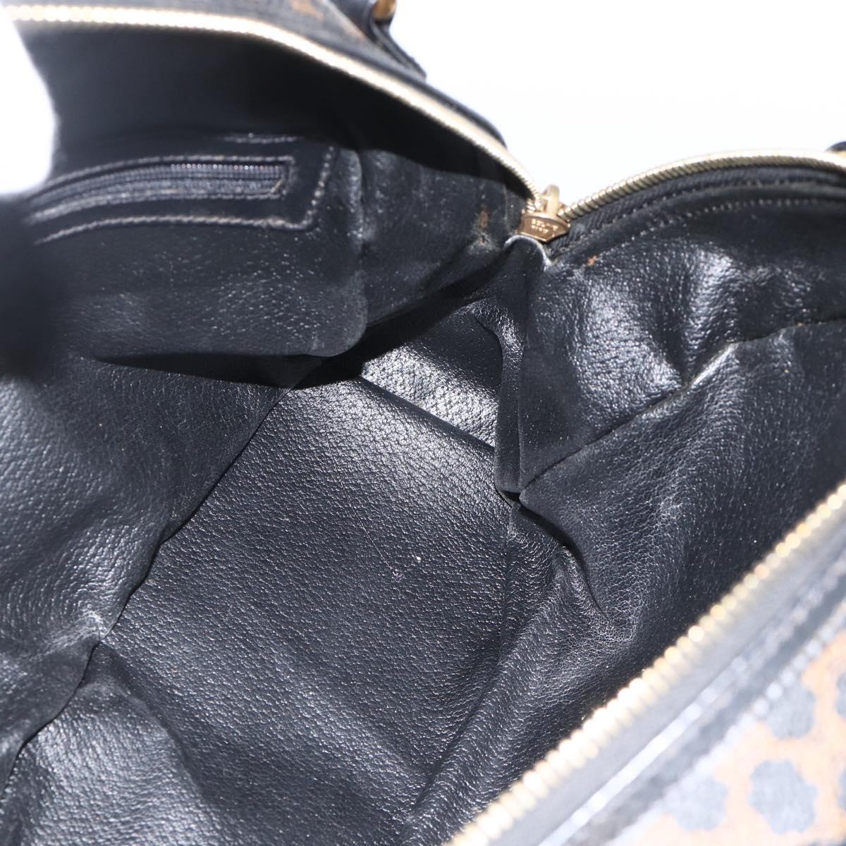 CELINE Macadam Canvas Hand Bag PVC Leather Black Gold Auth AMZ525A