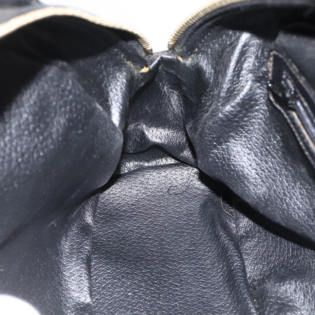 CELINE Macadam Canvas Hand Bag PVC Leather Black Gold Auth AMZ525A