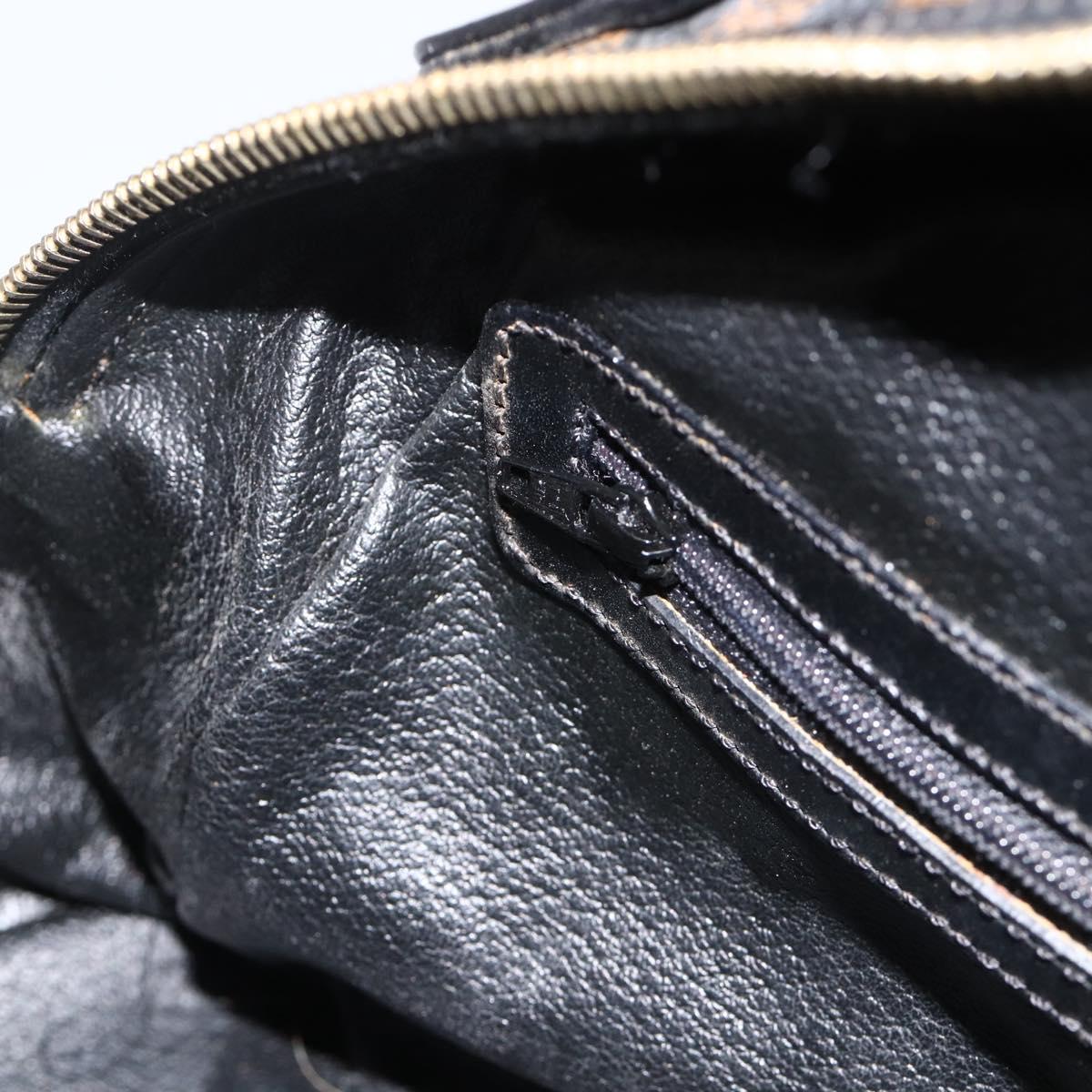 CELINE Macadam Canvas Hand Bag PVC Leather Black Gold Auth AMZ525A