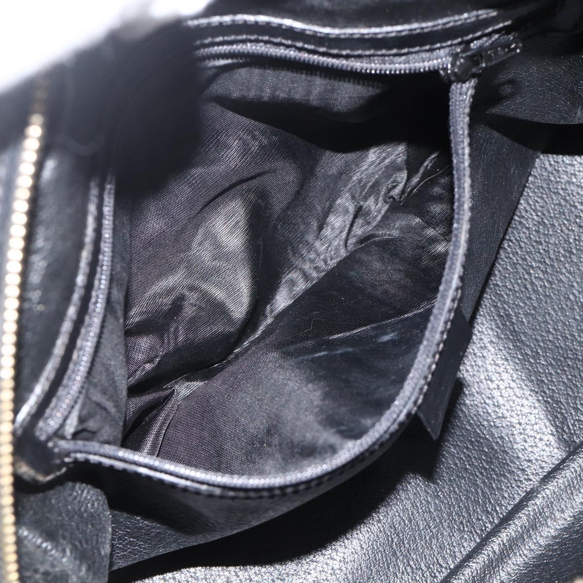 CELINE Macadam Canvas Hand Bag PVC Leather Black Gold Auth AMZ525A