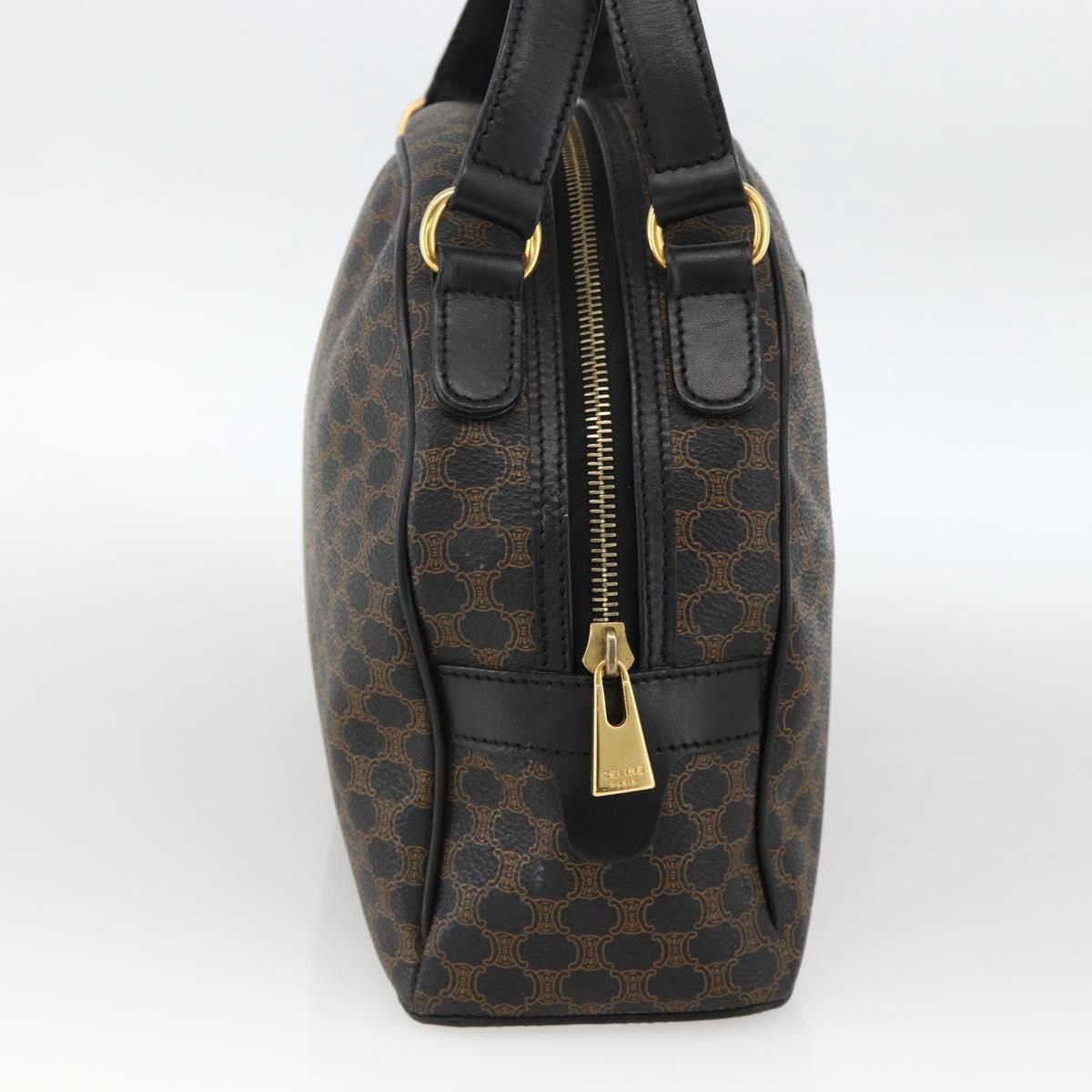 CELINE Macadam Canvas Hand Bag PVC Leather Black Gold Auth AMZ525A