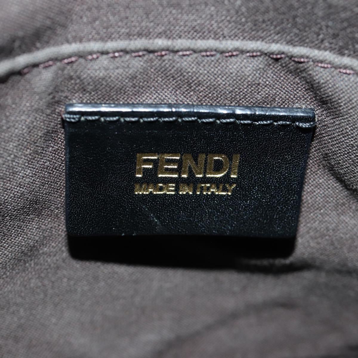 FENDI Zucca Canvas Hand Bag Black Gold Auth AMZ529SAM