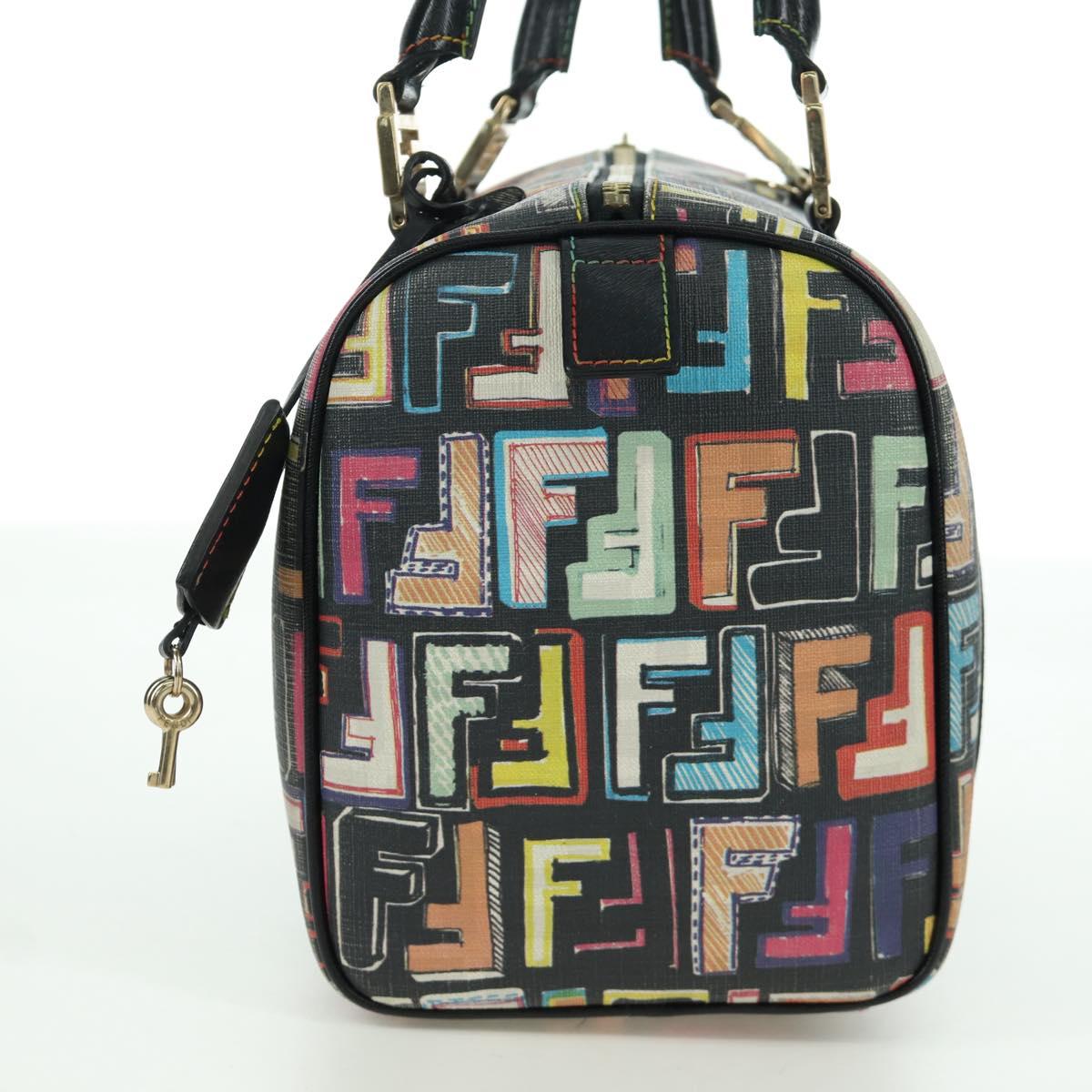 FENDI Zucca Canvas Hand Bag Black Gold Auth AMZ529SAM