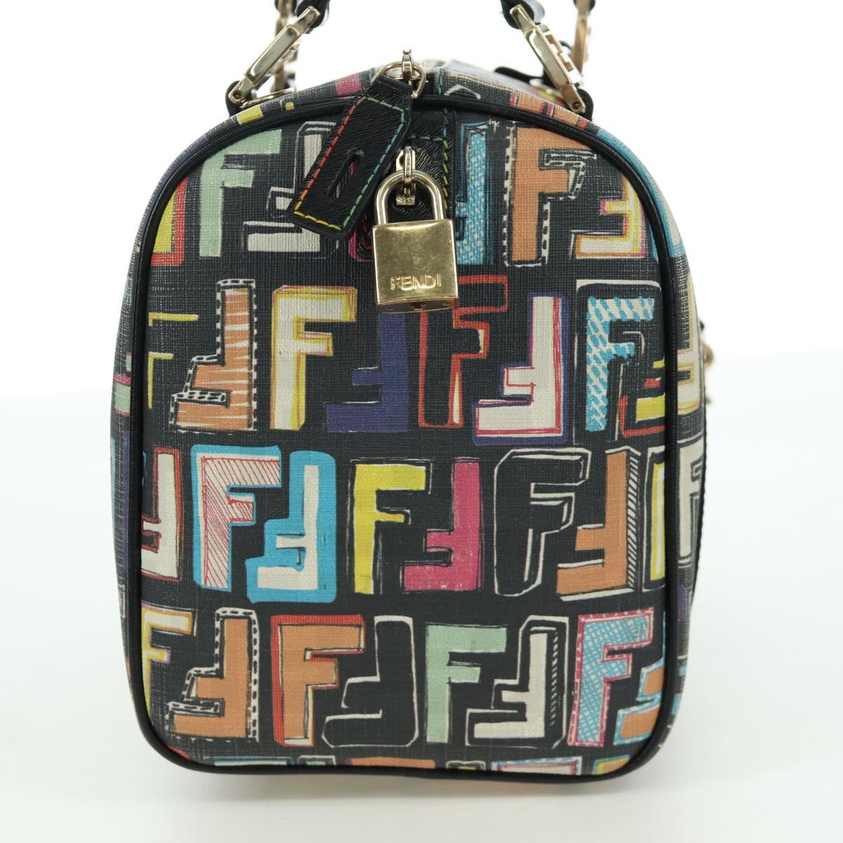 FENDI Zucca Canvas Hand Bag Black Gold Auth AMZ529SAM