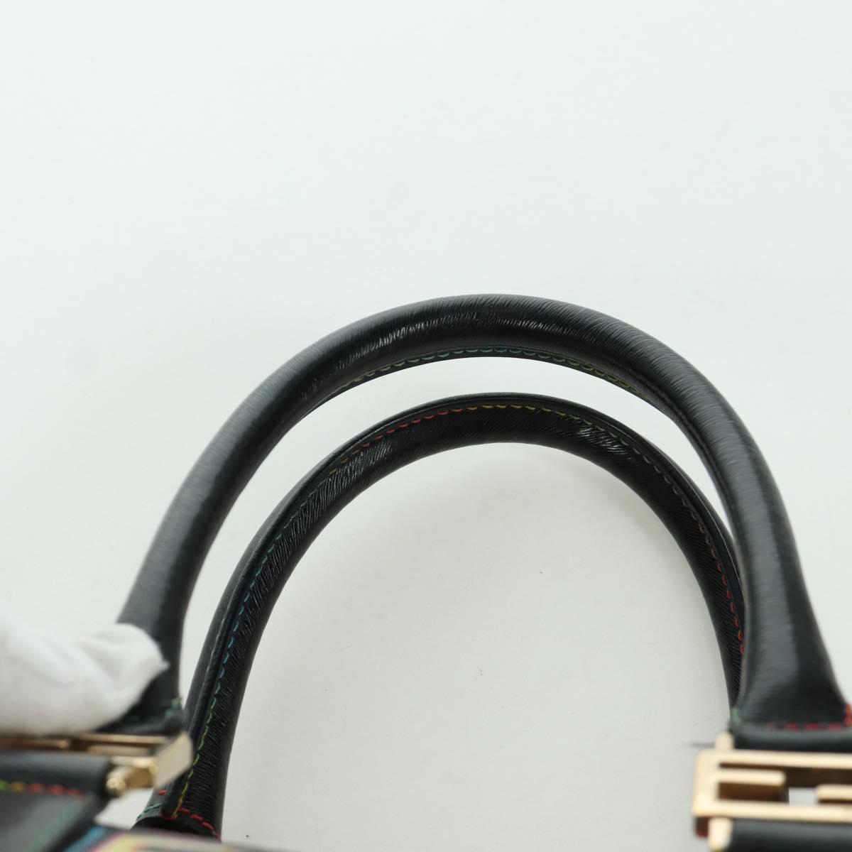 FENDI Zucca Canvas Hand Bag Black Gold Auth AMZ529SAM