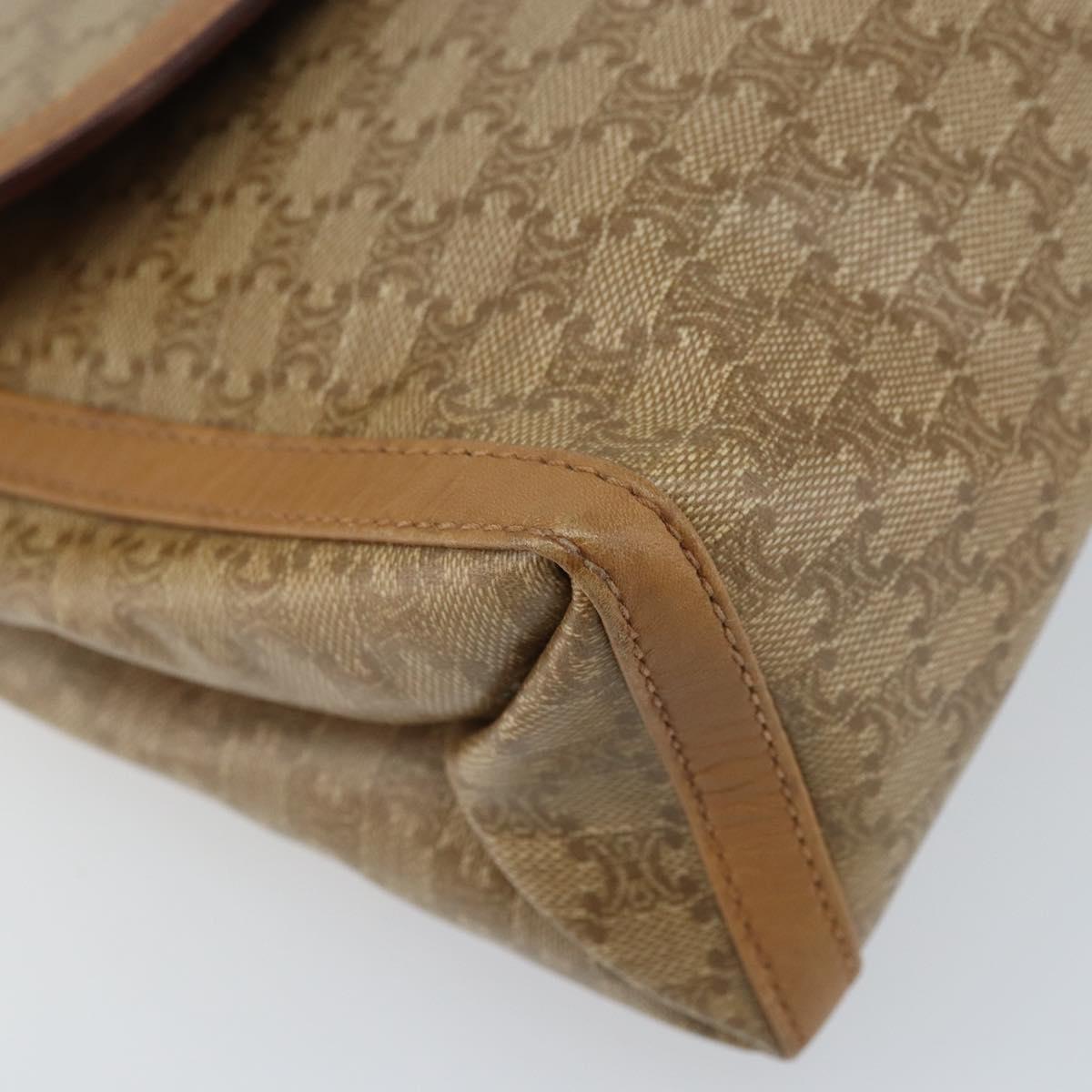 CELINE Macadam Canvas Shoulder Bag PVC Beige Gold Auth AMZ531A