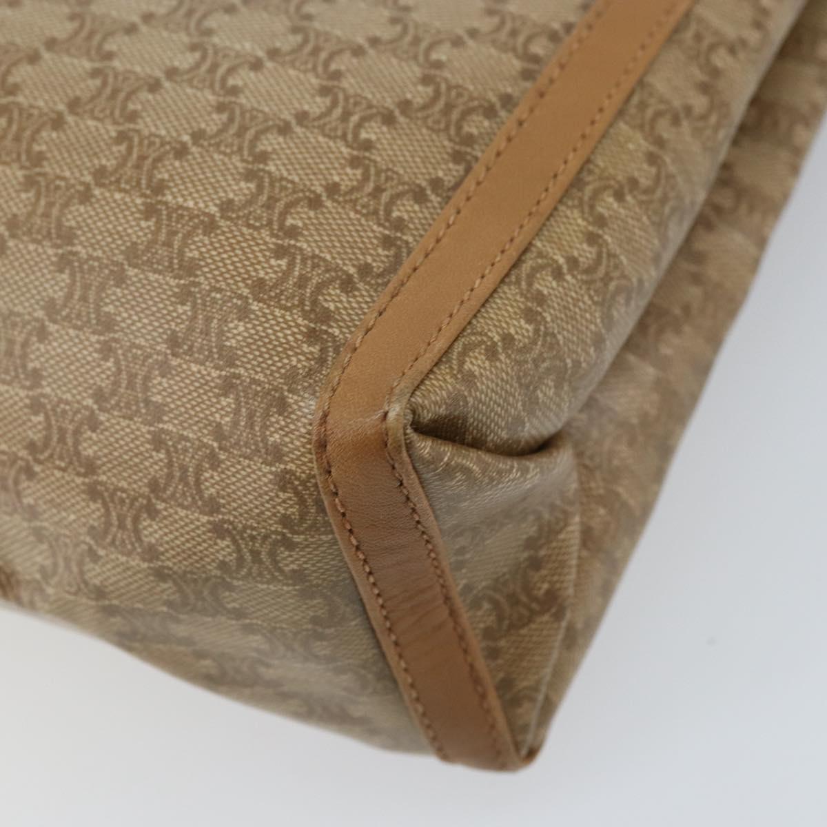 CELINE Macadam Canvas Shoulder Bag PVC Beige Gold Auth AMZ531A