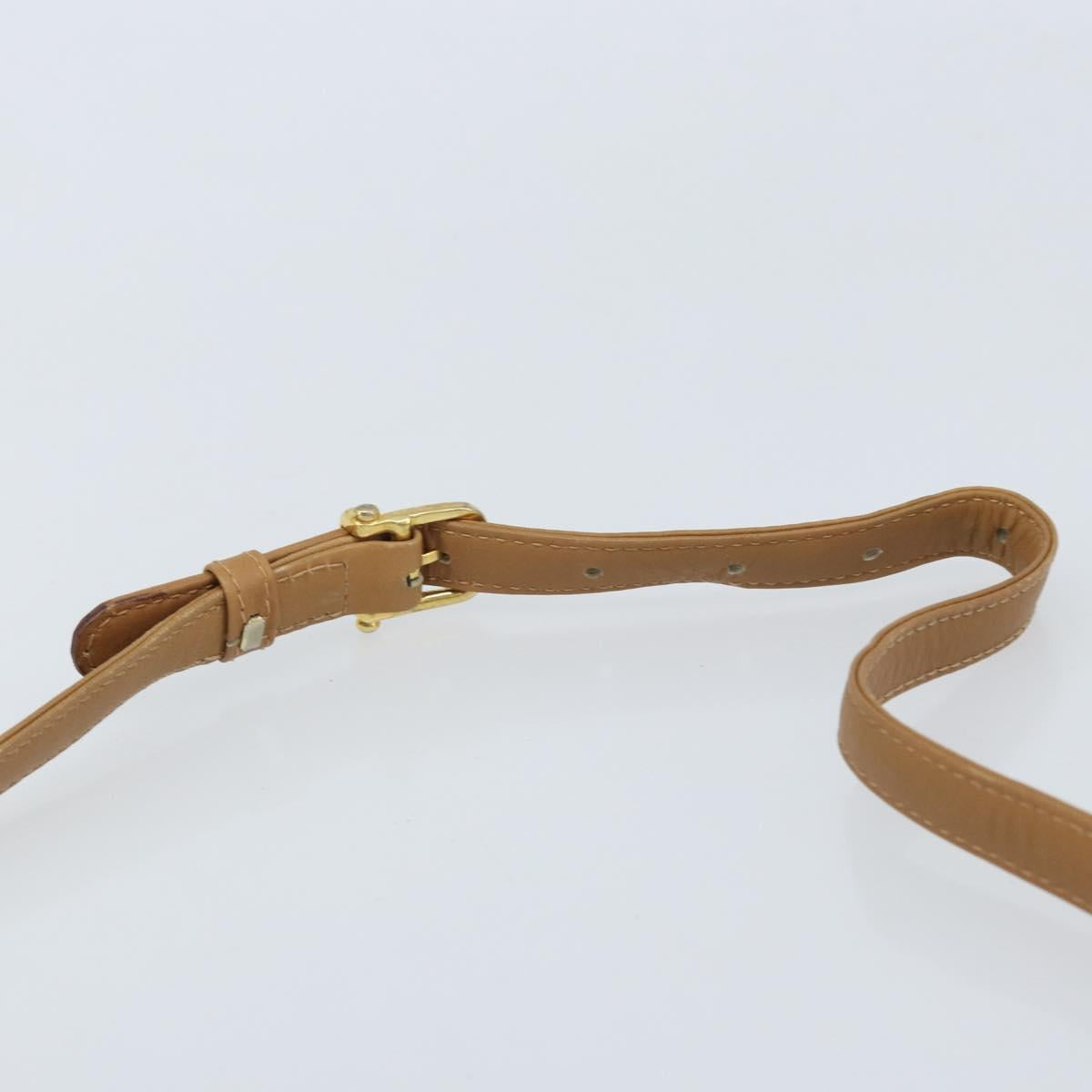 CELINE Macadam Canvas Shoulder Bag PVC Beige Gold Auth AMZ531A