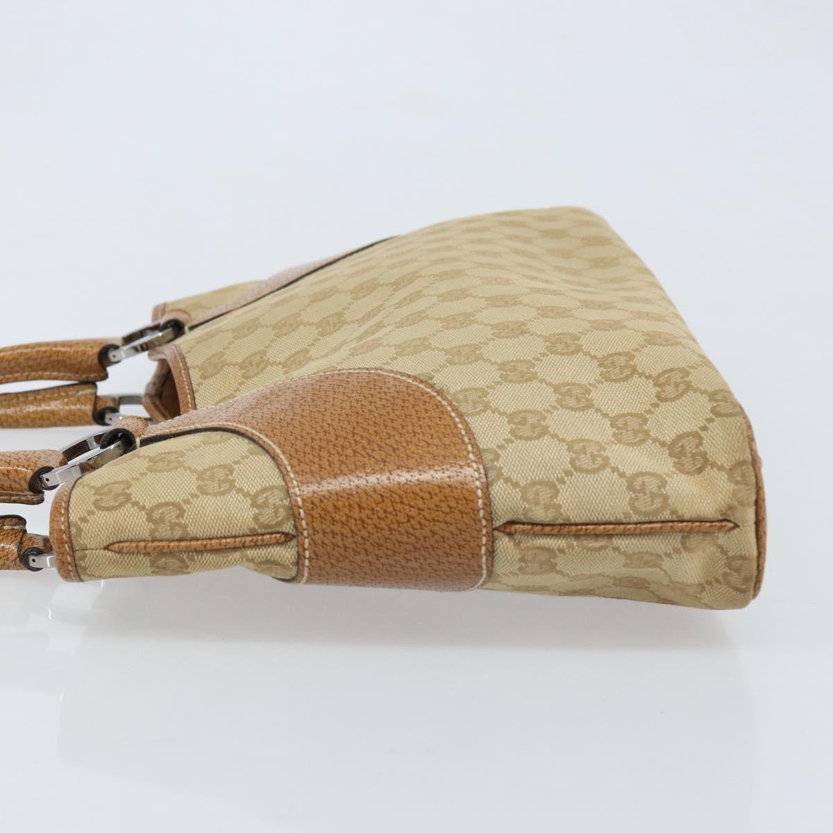 GUCCI GG Canvas Hand Bag Beige Silver 113015 Auth AMZ533A