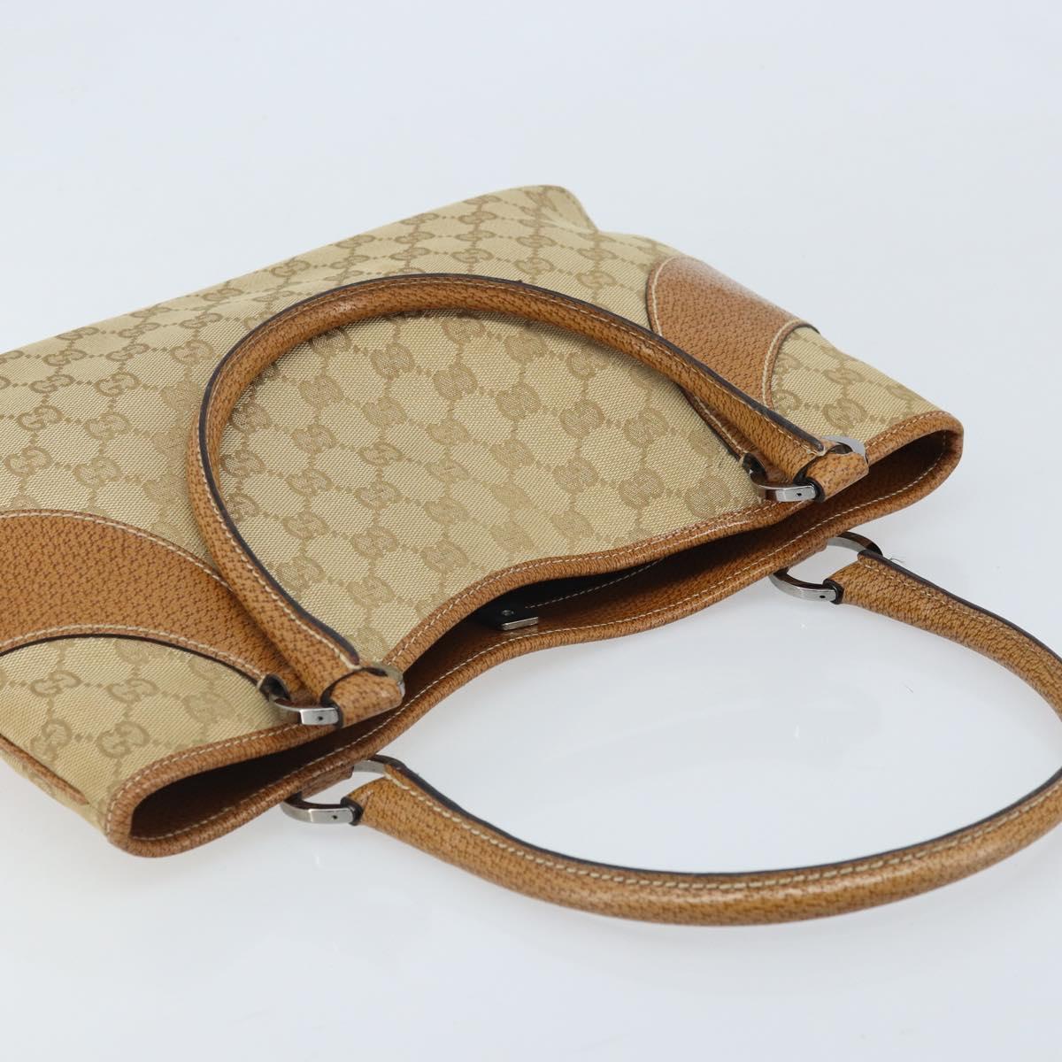 GUCCI GG Canvas Hand Bag Beige Silver 113015 Auth AMZ533A