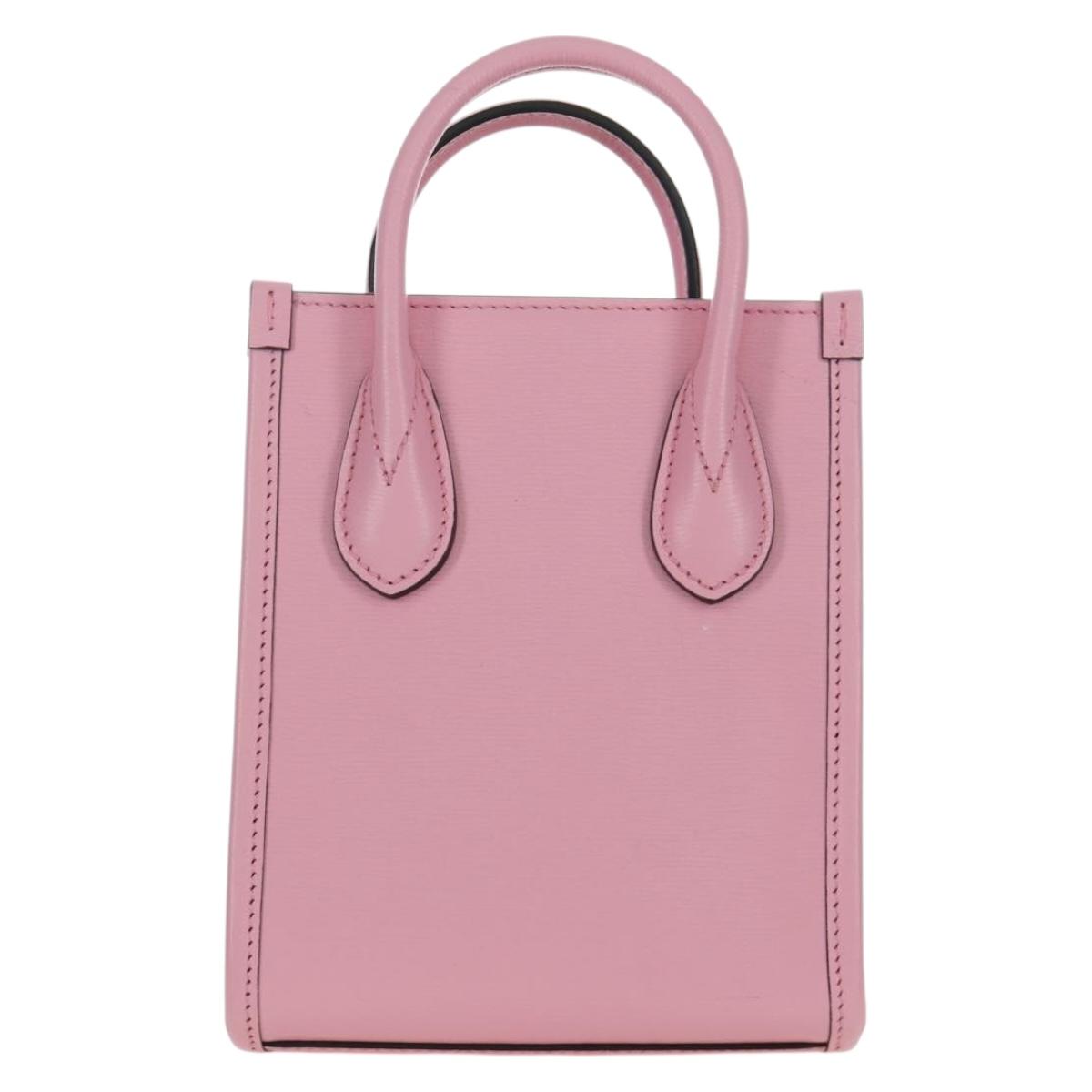 GUCCI Bananya Mini Tote Bag Leather 2way Pink Gold 671623 Auth AMZ534M