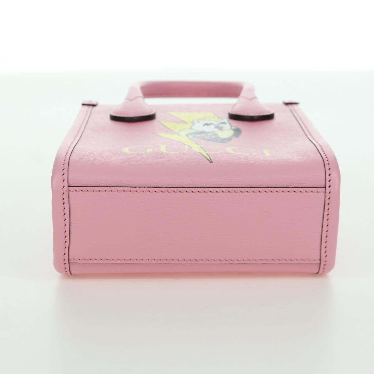 GUCCI Bananya Mini Tote Bag Leather 2way Pink Gold 671623 Auth AMZ534M