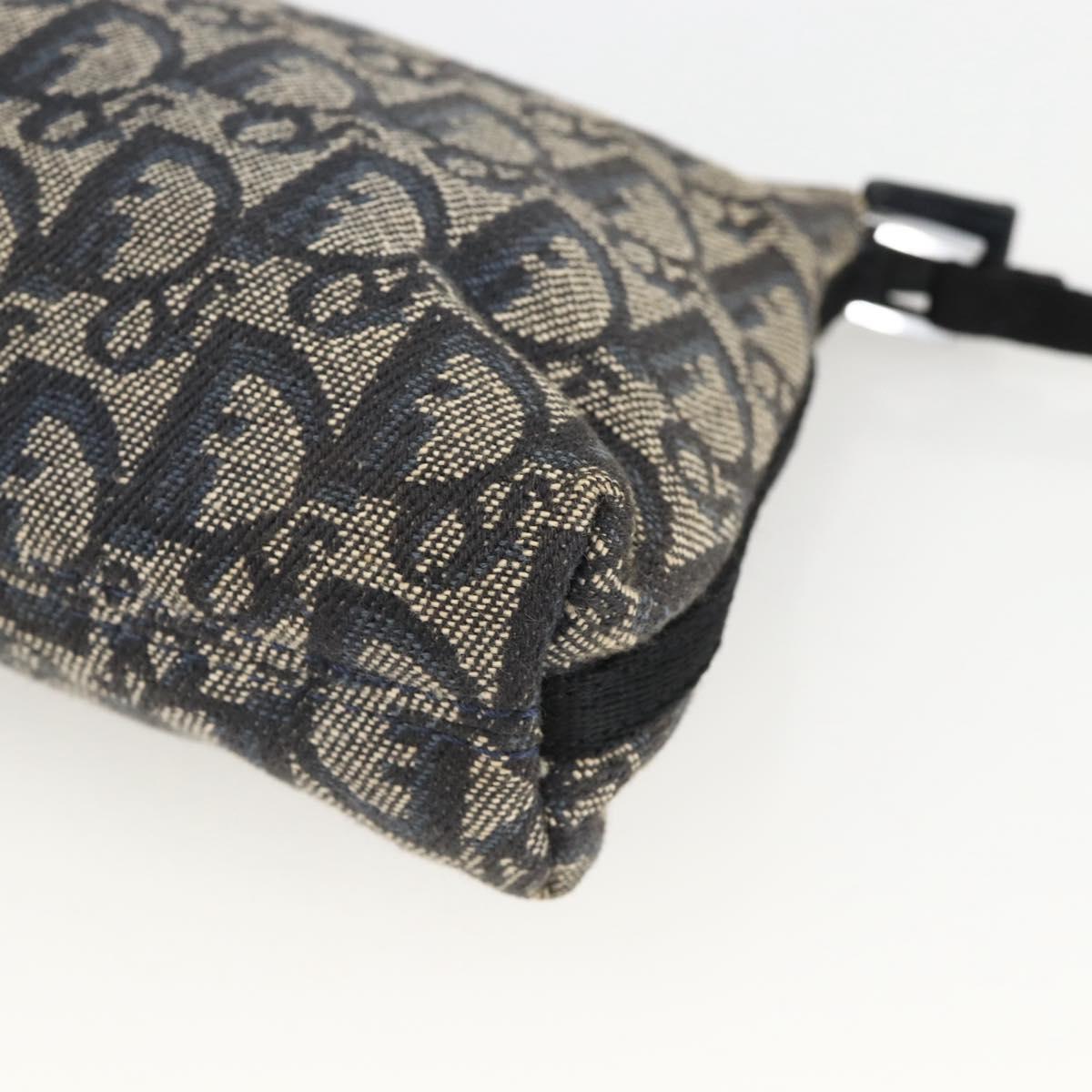 Christian Dior Trotter Canvas Shoulder Bag Navy Silver Auth AMZ538A